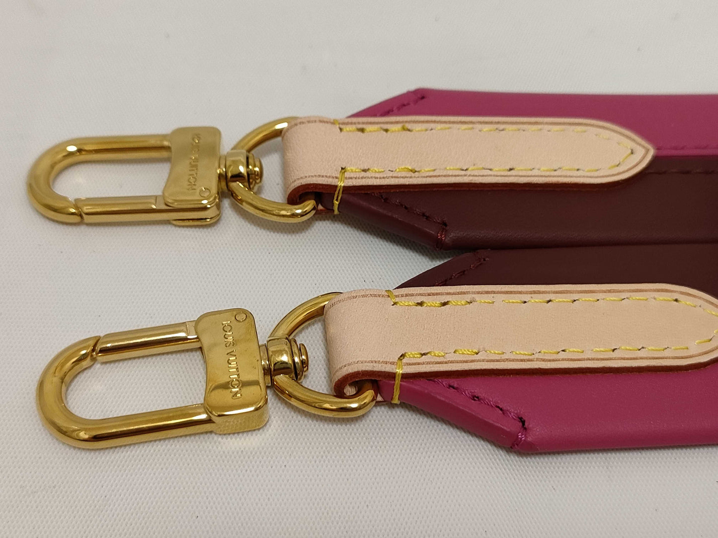 LOUIS VUITTON Signature Strap, Brown/Pink, Signature Canvas with Gold Hardware