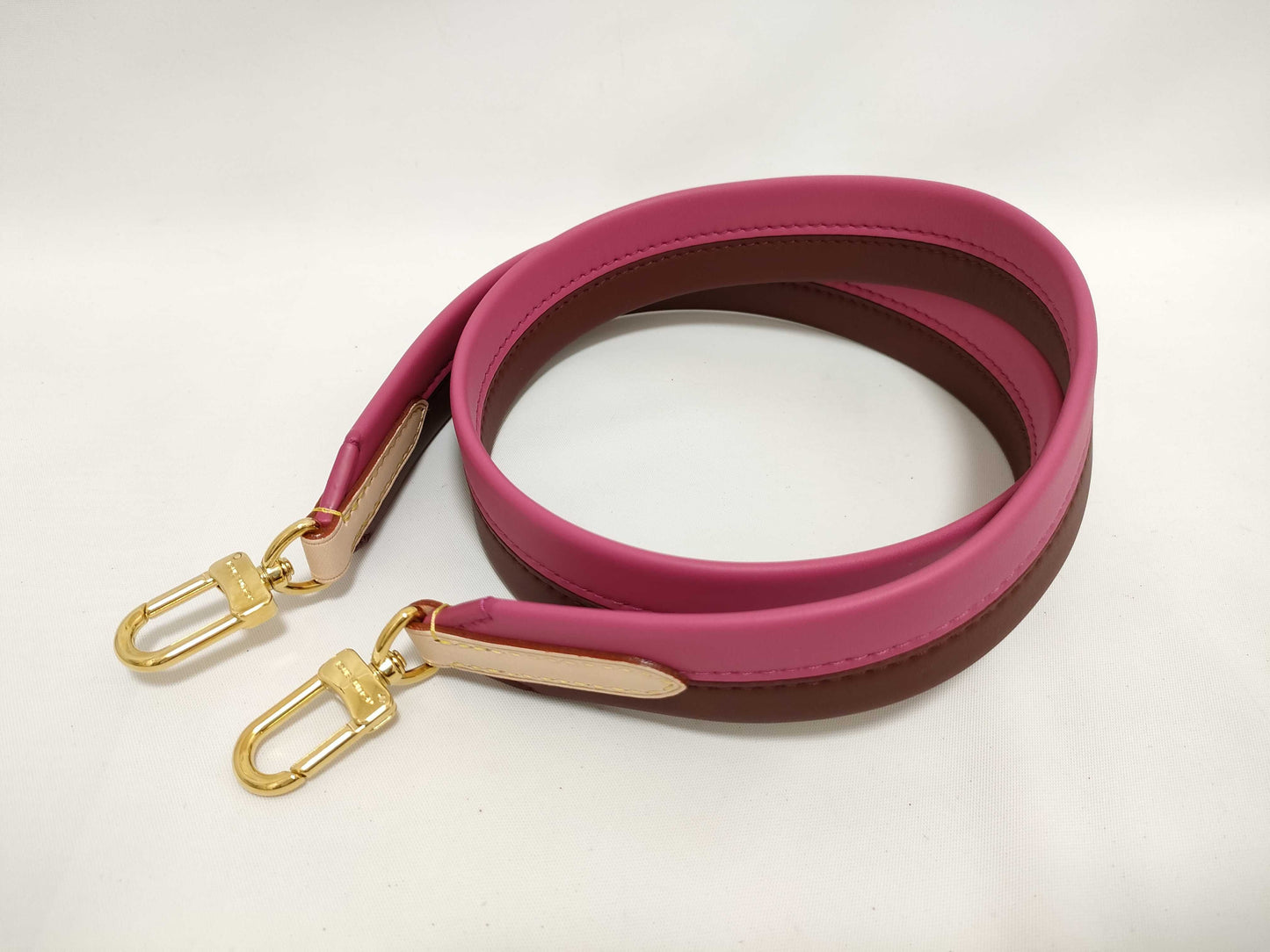 LOUIS VUITTON Signature Strap, Brown/Pink, Signature Canvas with Gold Hardware