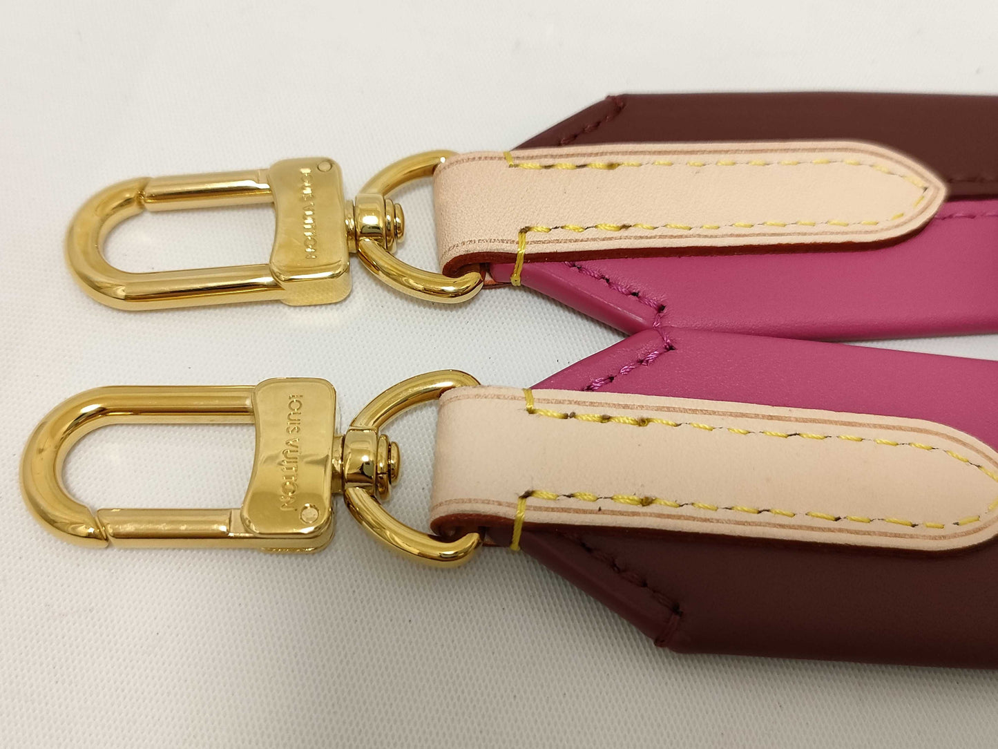 LOUIS VUITTON Signature Strap, Brown/Pink, Signature Canvas with Gold Hardware