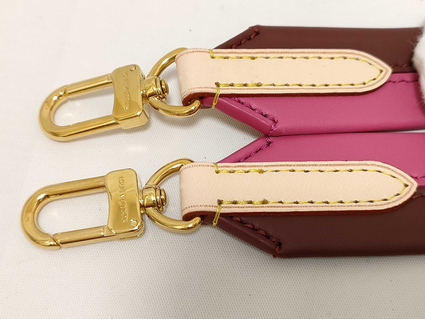 LOUIS VUITTON Signature Strap, Brown/Pink, Signature Canvas with Gold Hardware