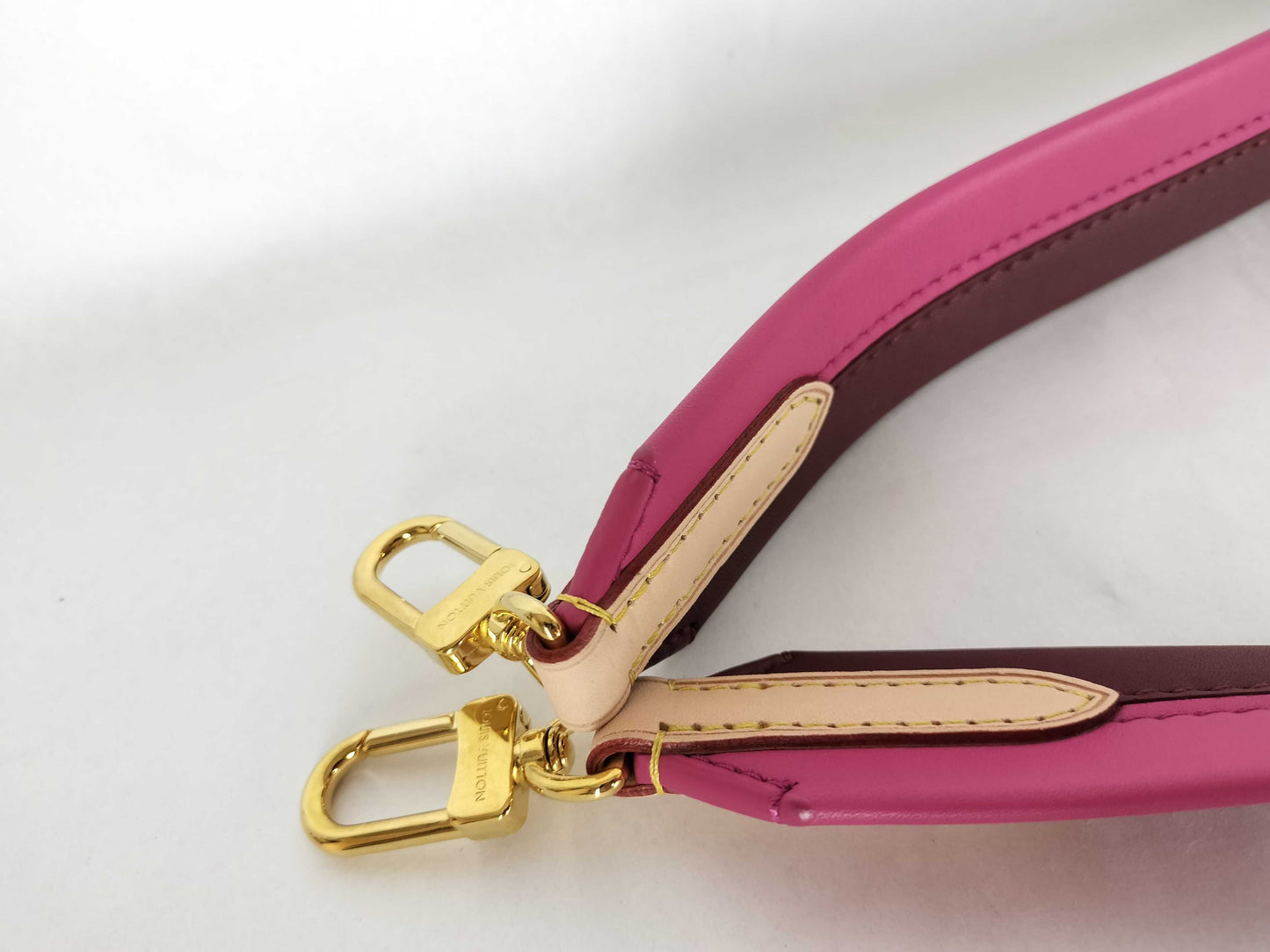 LOUIS VUITTON Signature Strap, Brown/Pink, Signature Canvas with Gold Hardware