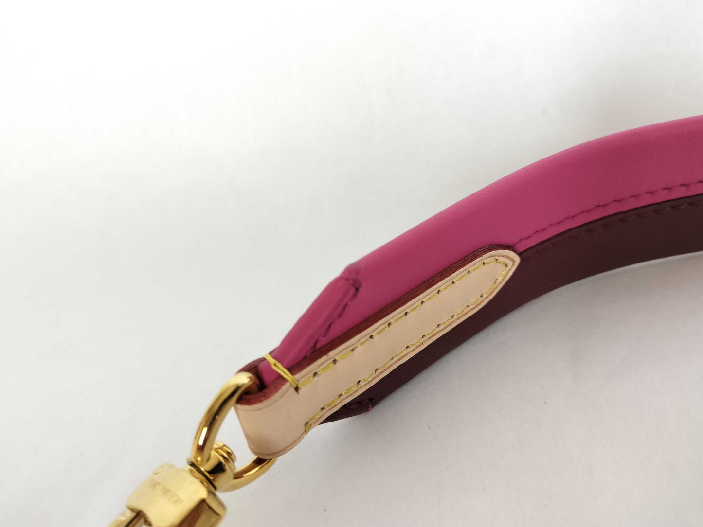 LOUIS VUITTON Signature Strap, Brown/Pink, Signature Canvas with Gold Hardware