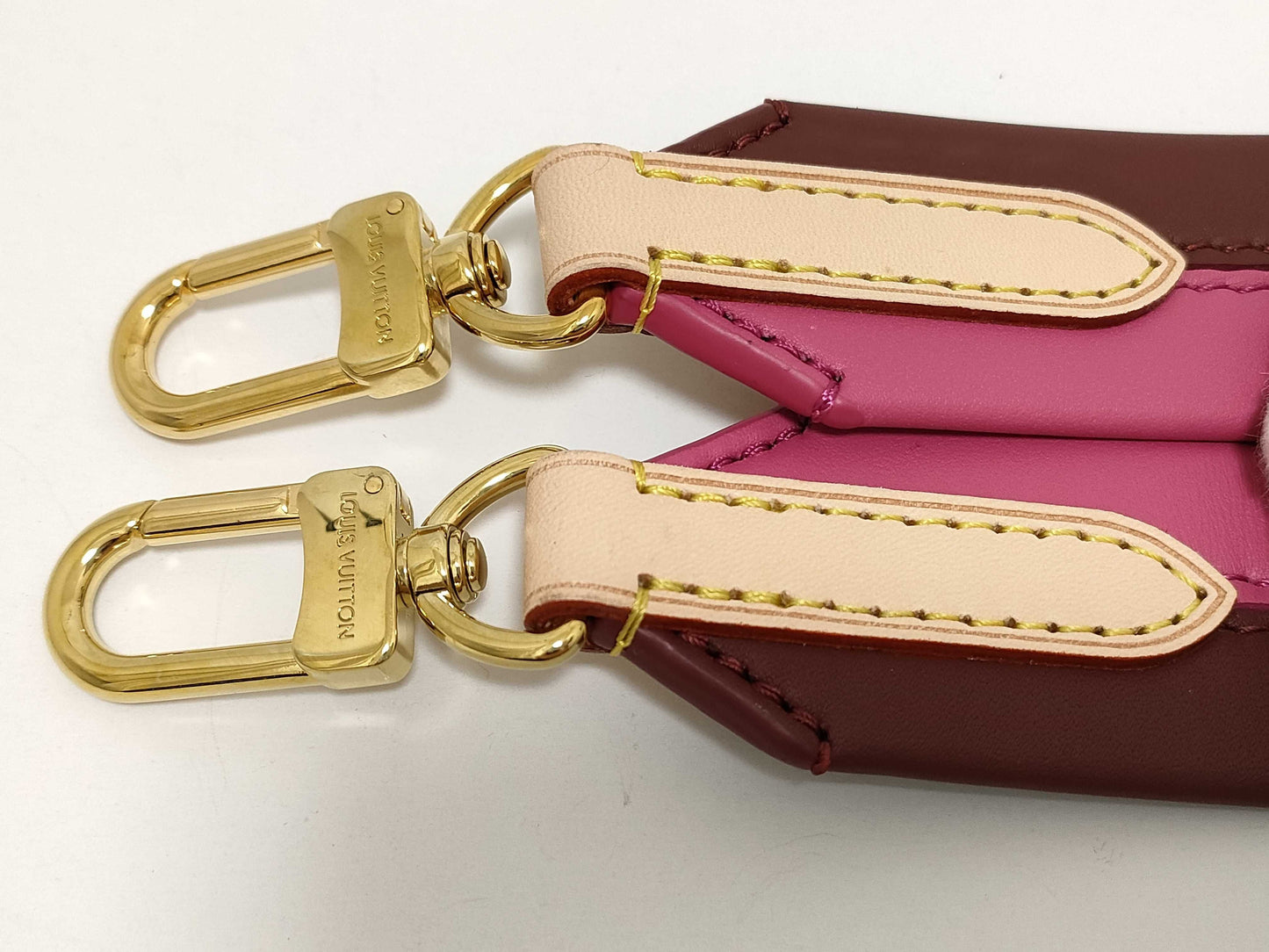 LOUIS VUITTON Signature Strap, Brown/Pink, Signature Canvas with Gold Hardware