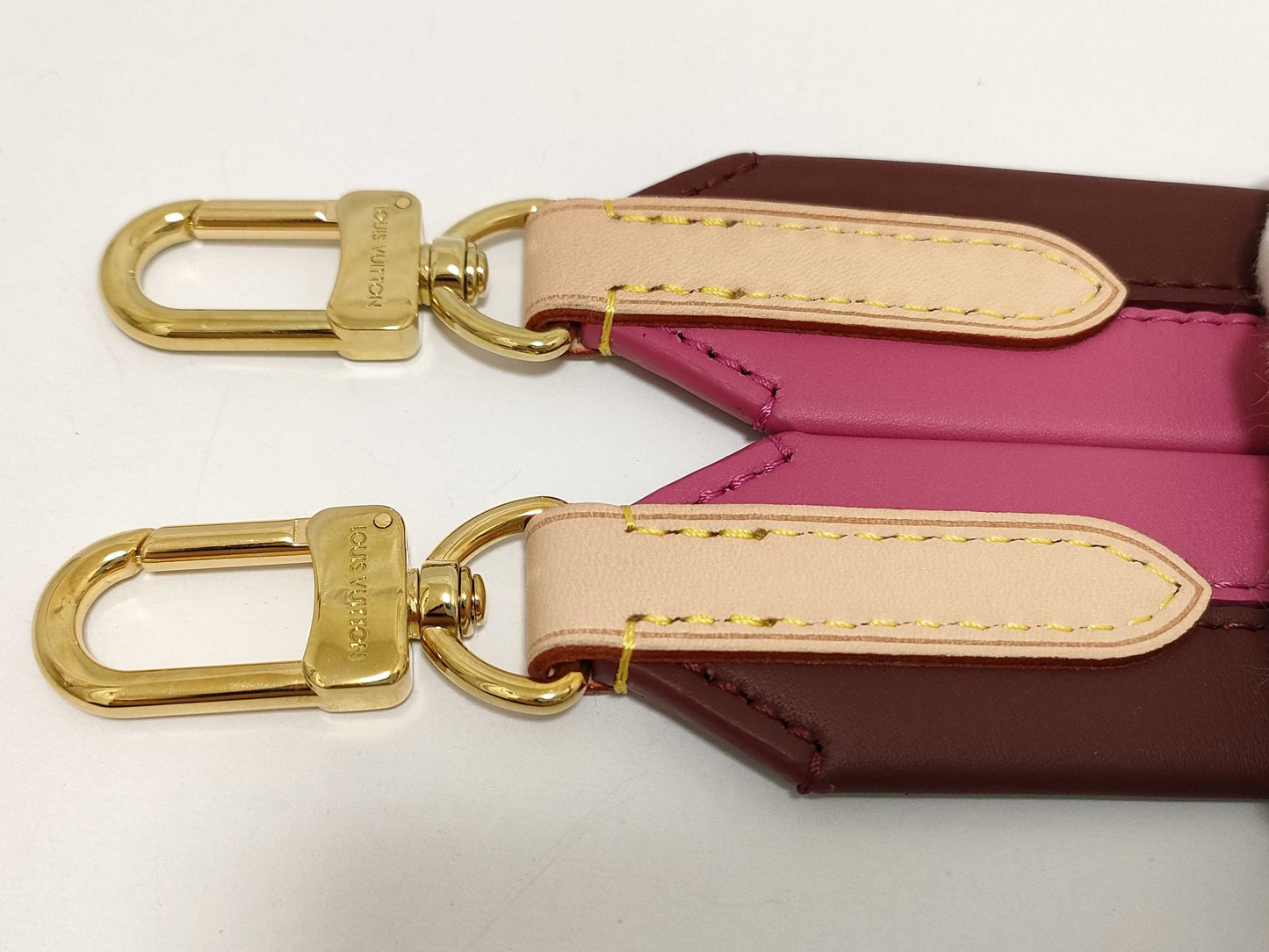 LOUIS VUITTON Signature Strap, Brown/Pink, Signature Canvas with Gold Hardware