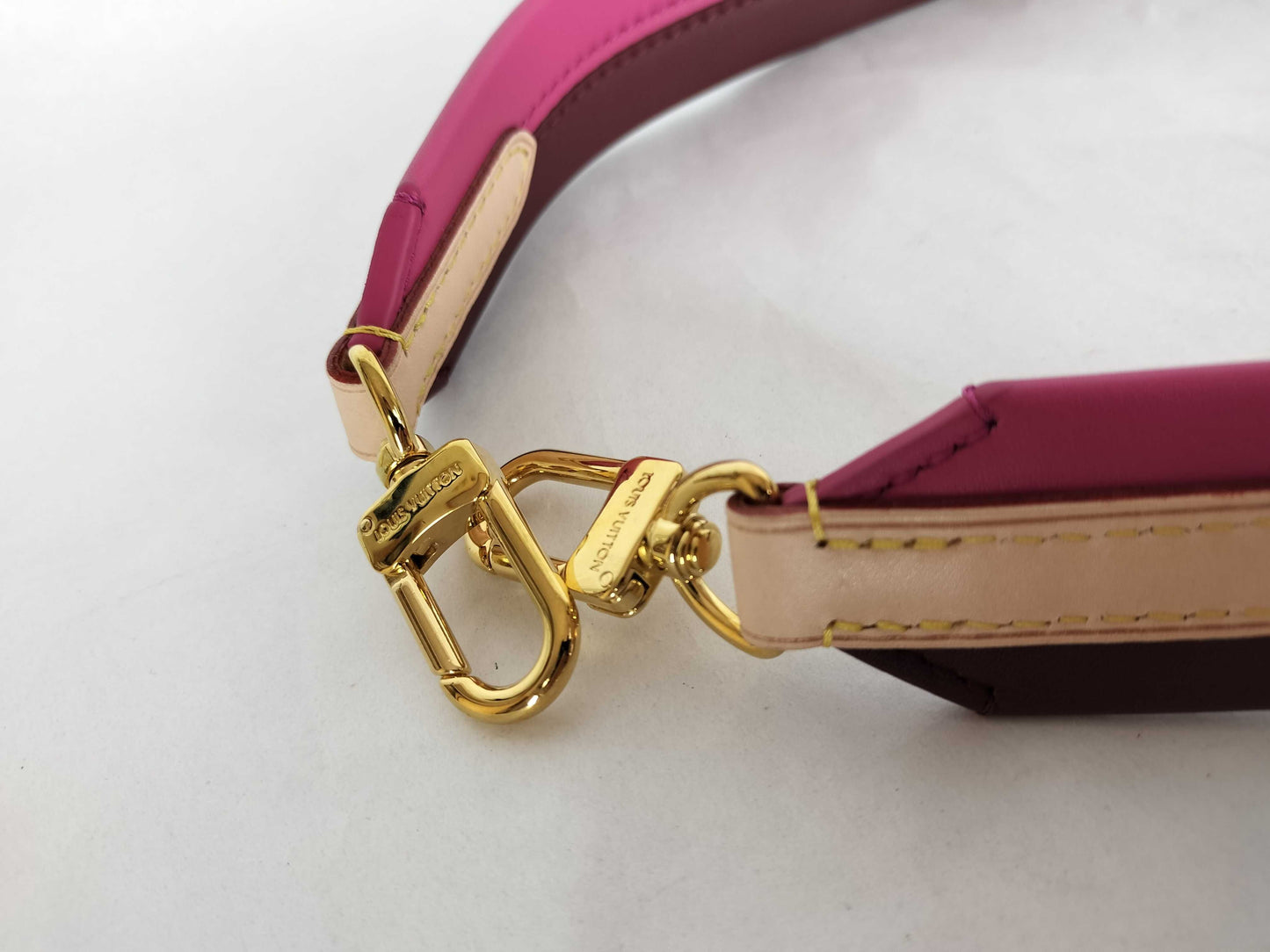 LOUIS VUITTON Signature Strap, Brown/Pink, Signature Canvas with Gold Hardware