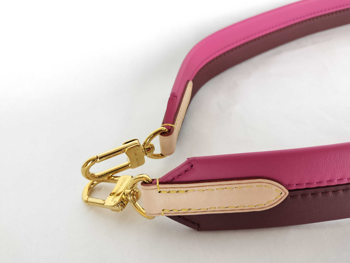LOUIS VUITTON Signature Strap, Brown/Pink, Signature Canvas with Gold Hardware