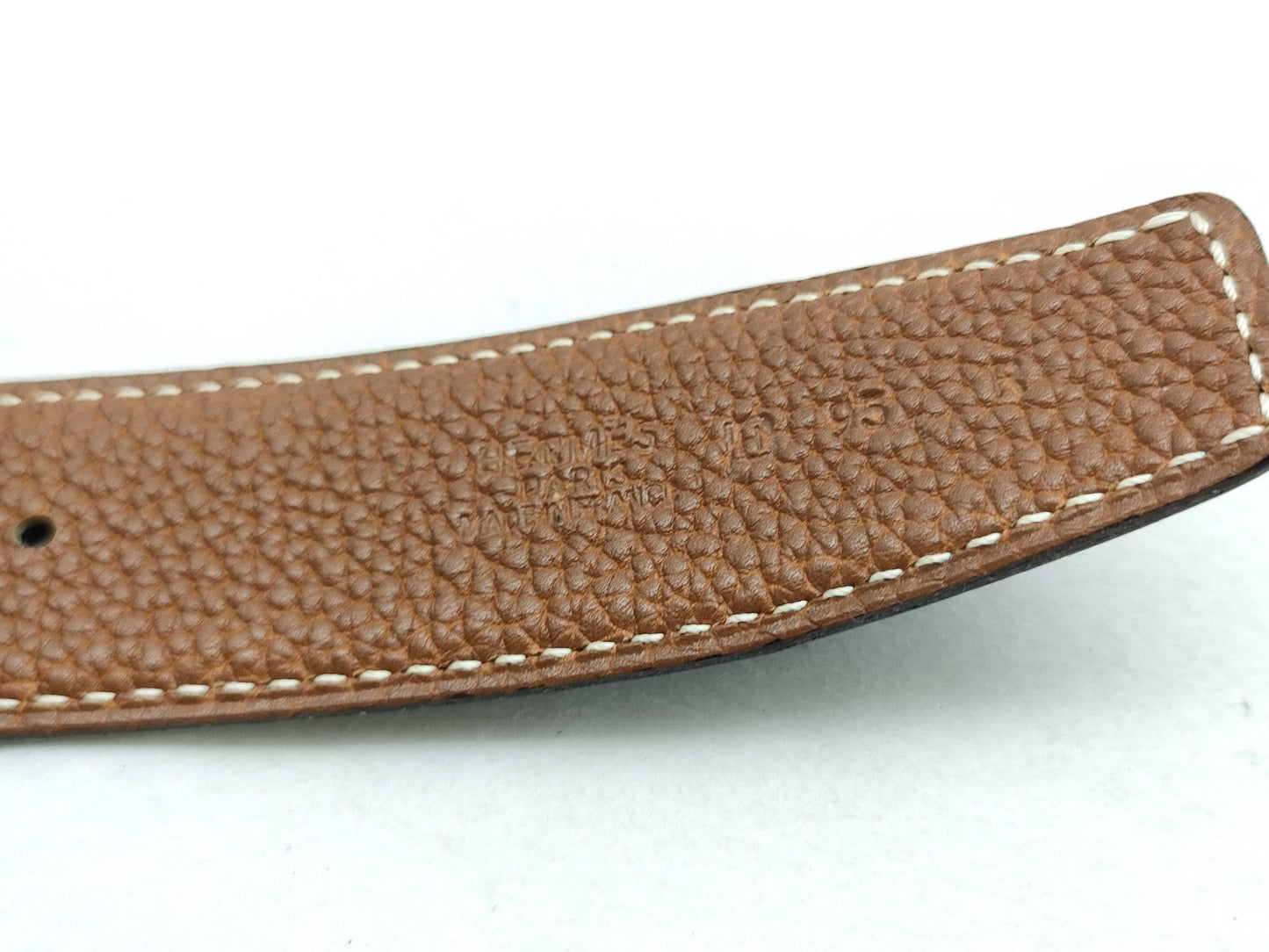 HERMES Constance Leather Belt with H Stamp, Black and Brown