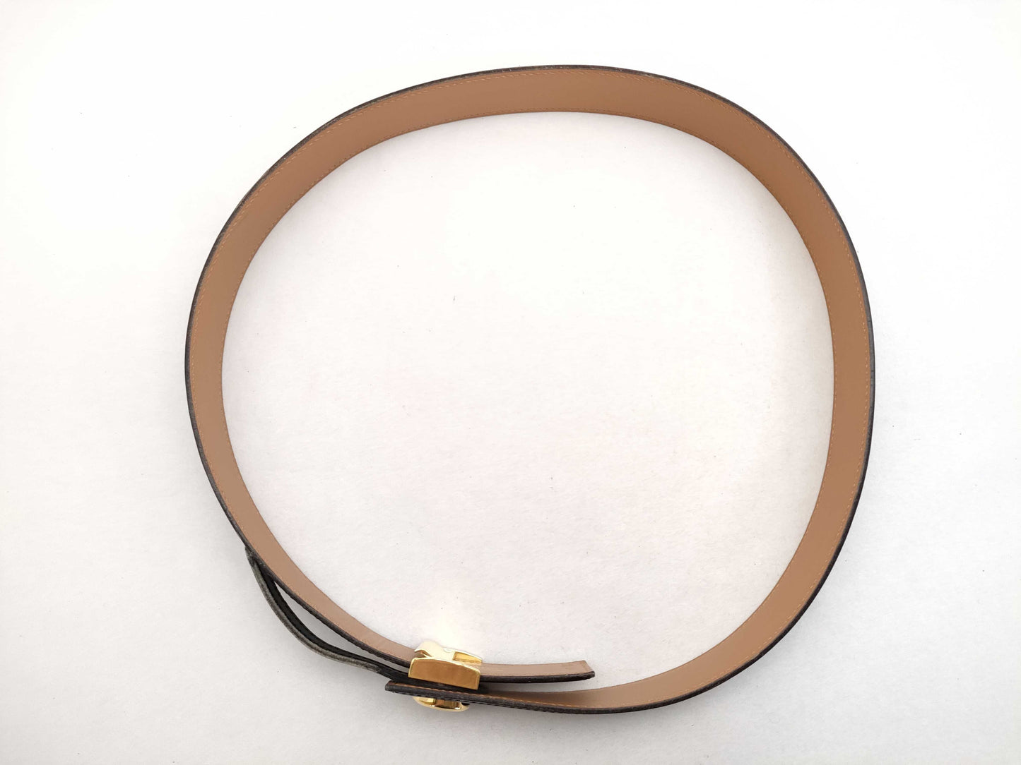 HERMES Serie Leather Belt, □B Stamp, Black x Brown