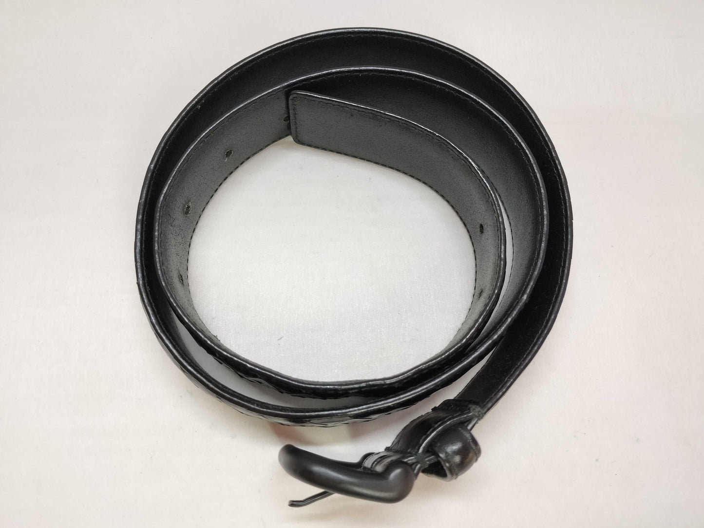 BOTTEGA VENETA Intrecciato Leather Belt in Black