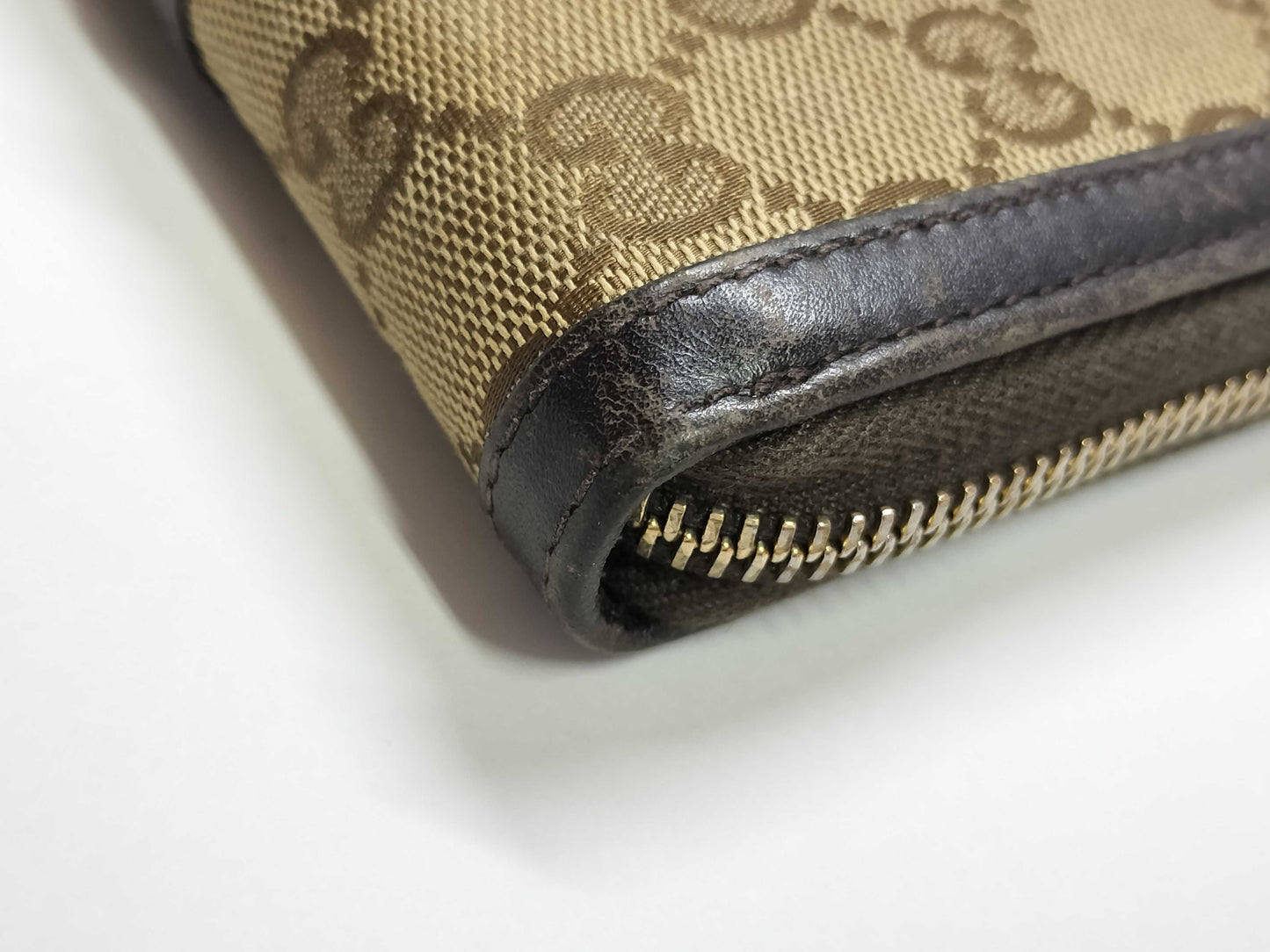 GUCCI Bamboo Sherry Line GG Canvas Zip-Around Long Wallet 353651・0416 Brown Wallet