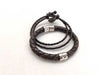 BOTTEGA VENETA Intrecciato Leather and SV925 Bracelet in Dark Brown