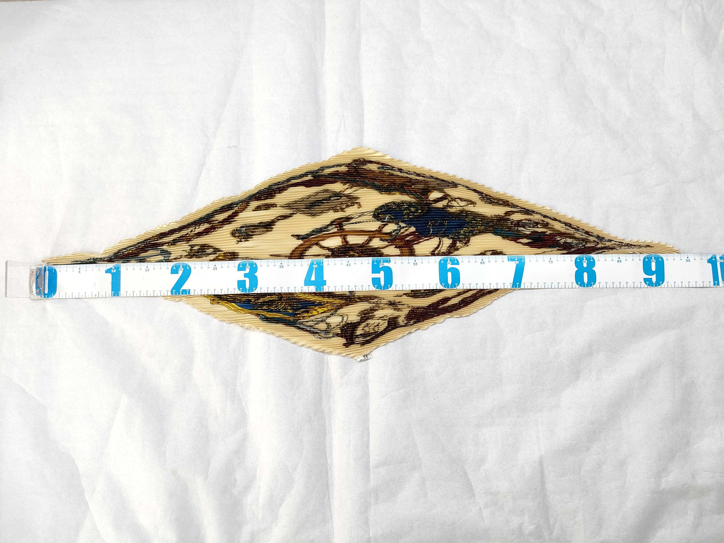HERMES Pleated Carré 90 Steamboat Silk Scarf, Beige