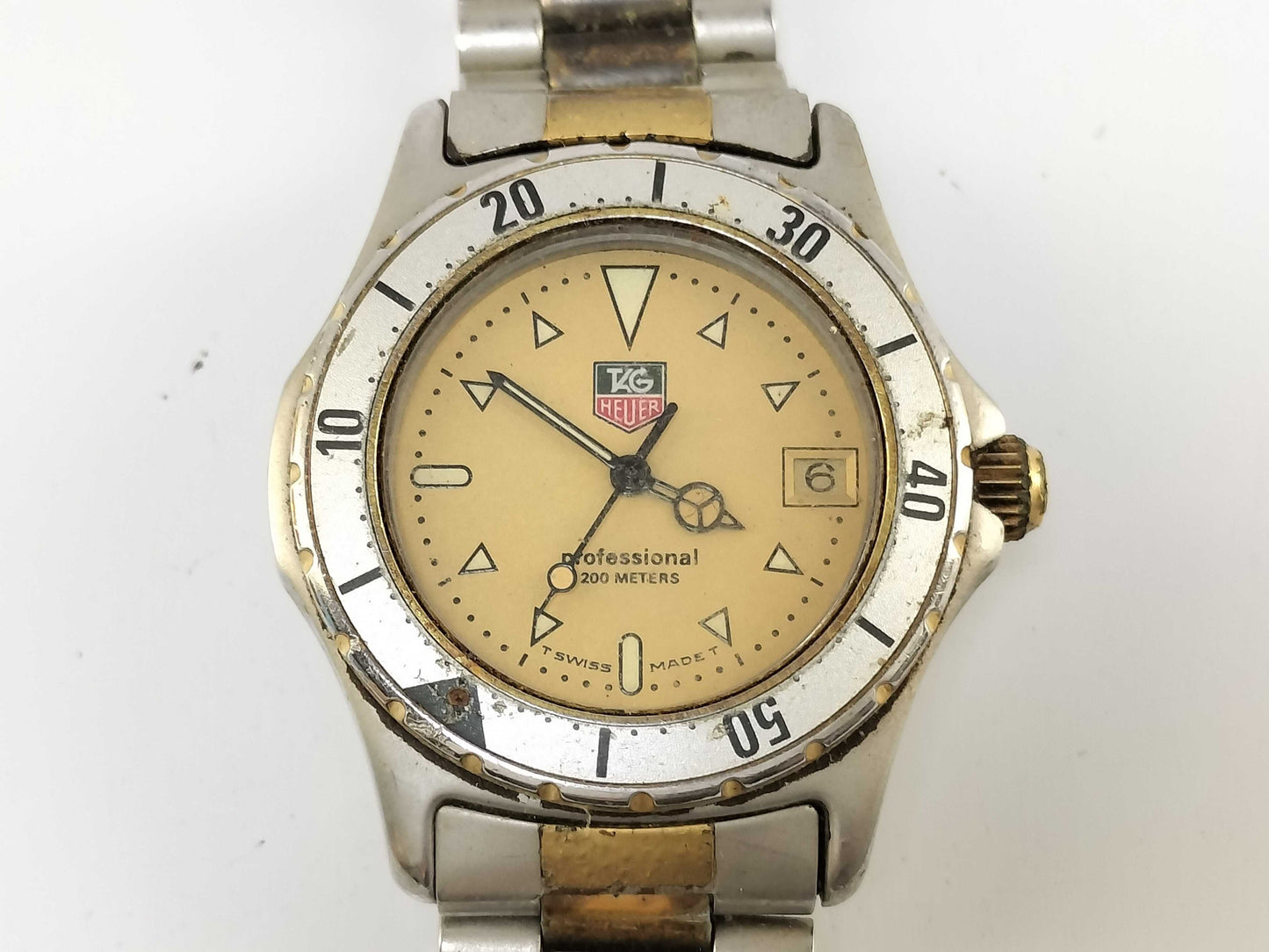 TAG Heuer Professional 974.013F E25104 Stainless Steel/GP/QZ Yellow Dial Men's Watch
