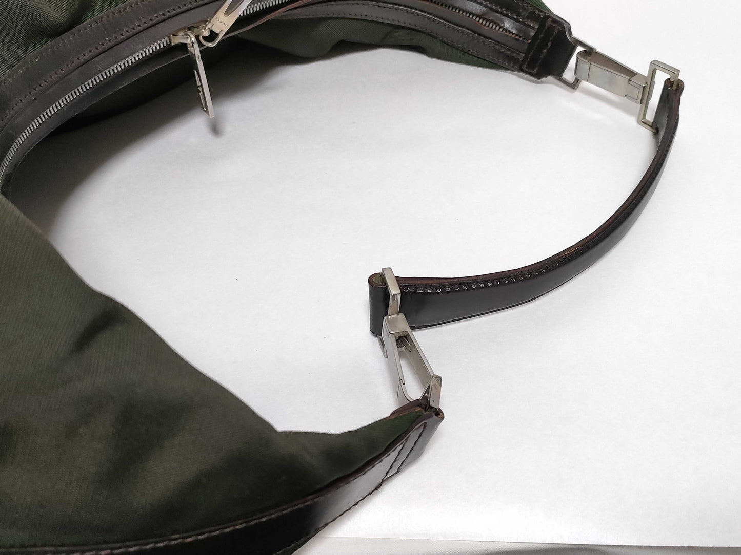 GUCCI Nylon Canvas Shoulder Bag Khaki