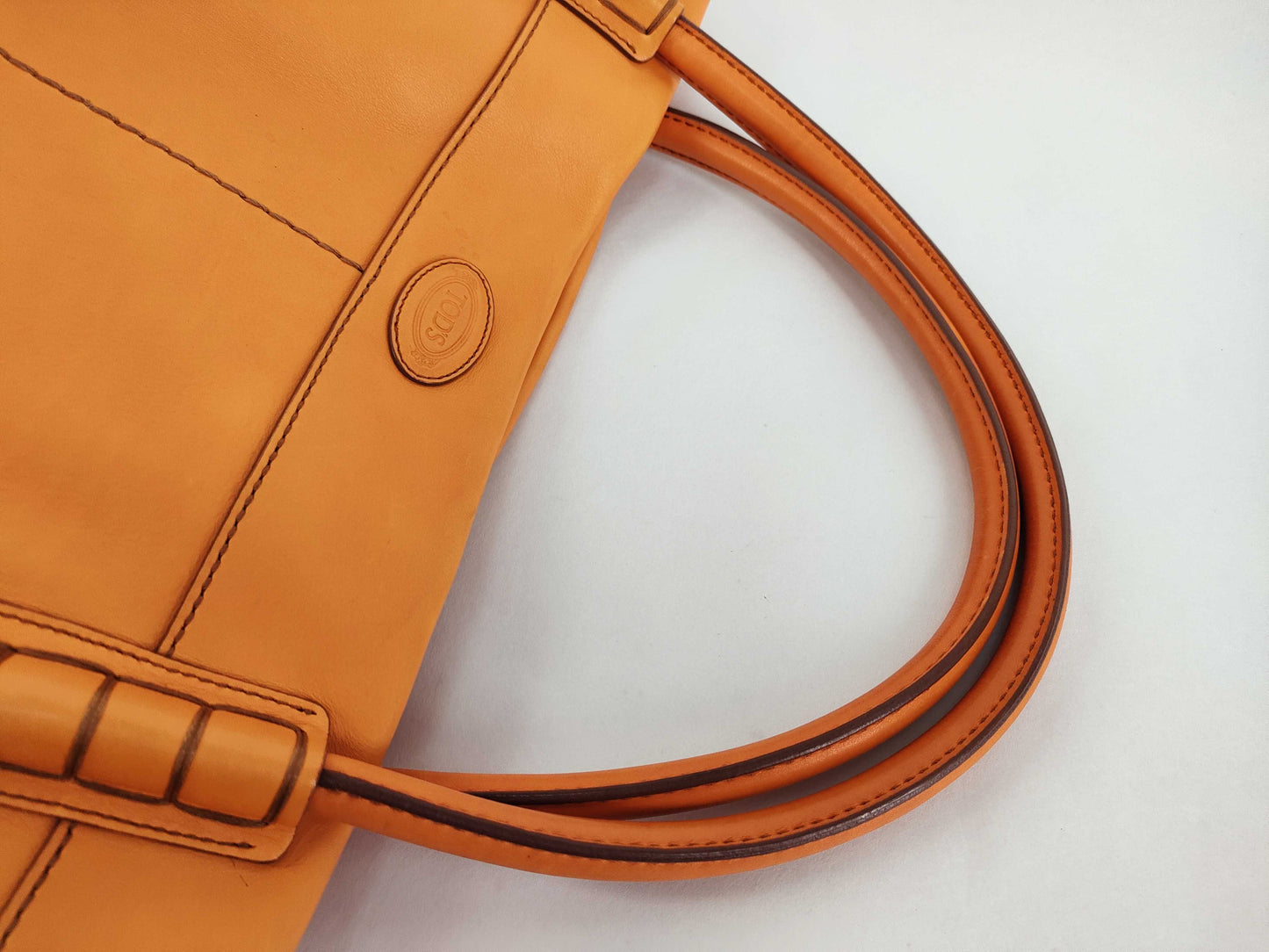 TODS Leather Tote Bag Orange Tote Bag