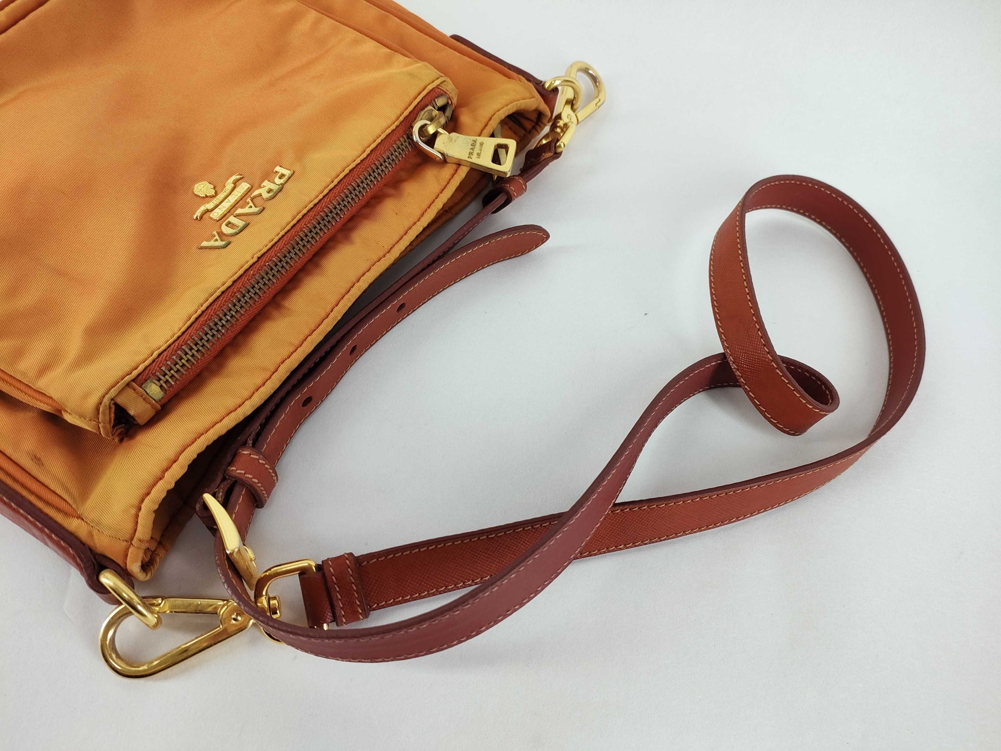 PRADA Nylon Prada Tessuto Shoulder Bag Orange Shoulder Bag