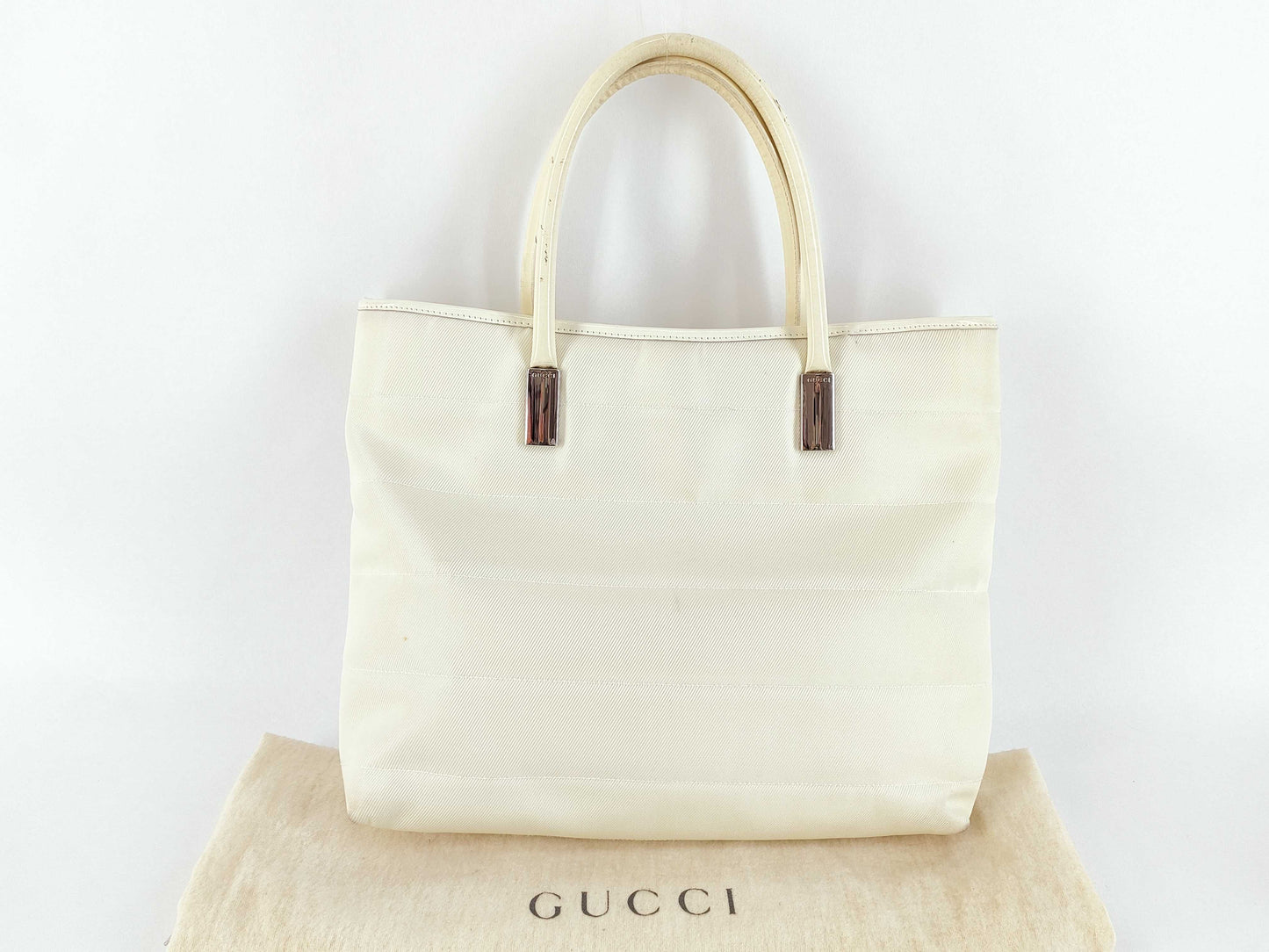 GUCCI Gucci Nylon Canvas Tote Bag 002.2123.0457 White Tote Bag