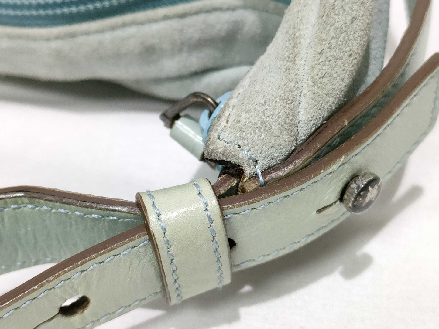Yves Saint Laurent Suede and Leather Shoulder Bag 467891/120768 Baby Blue Shoulder Bag