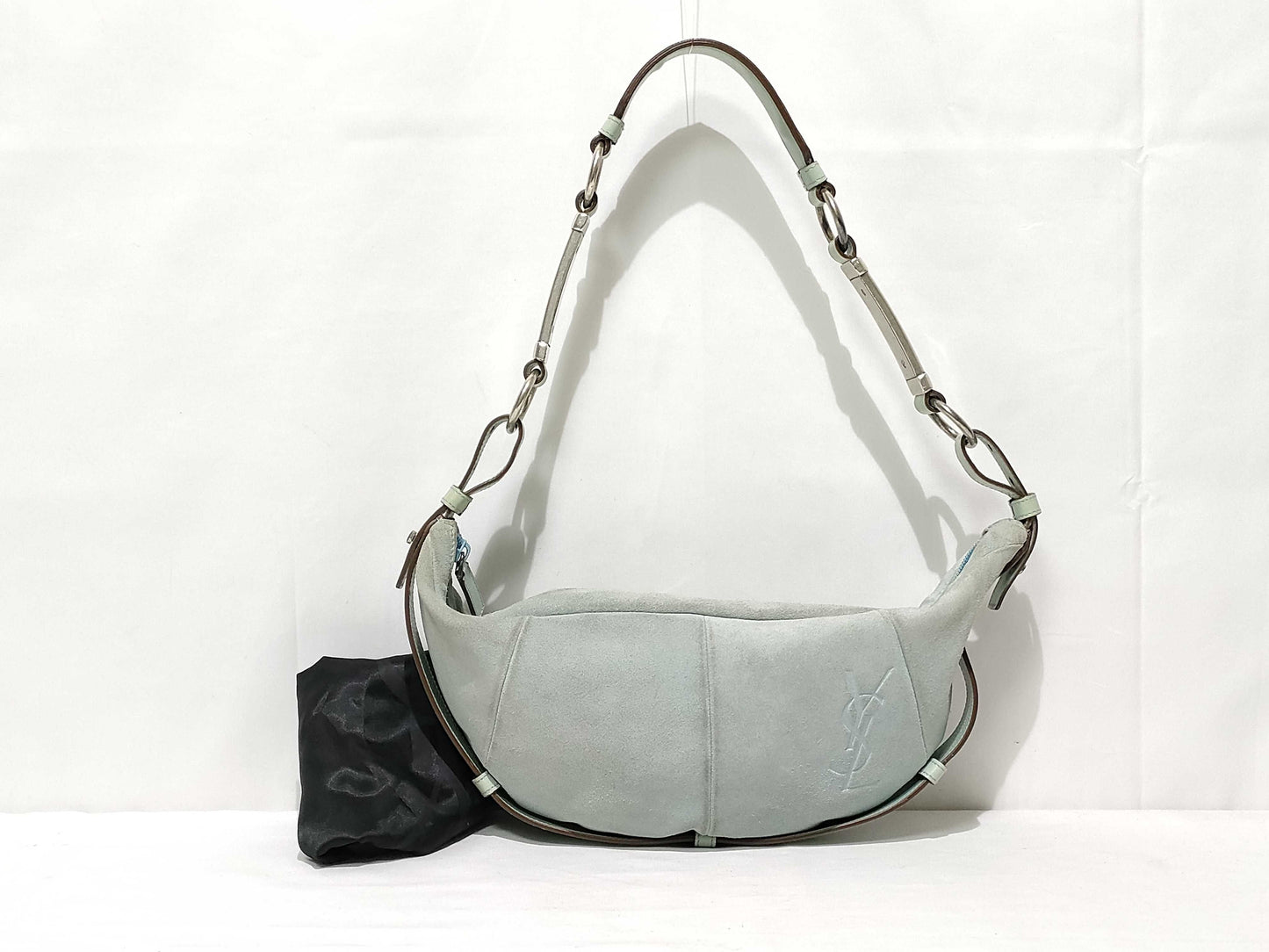 Yves Saint Laurent Suede and Leather Shoulder Bag 467891/120768 Baby Blue Shoulder Bag