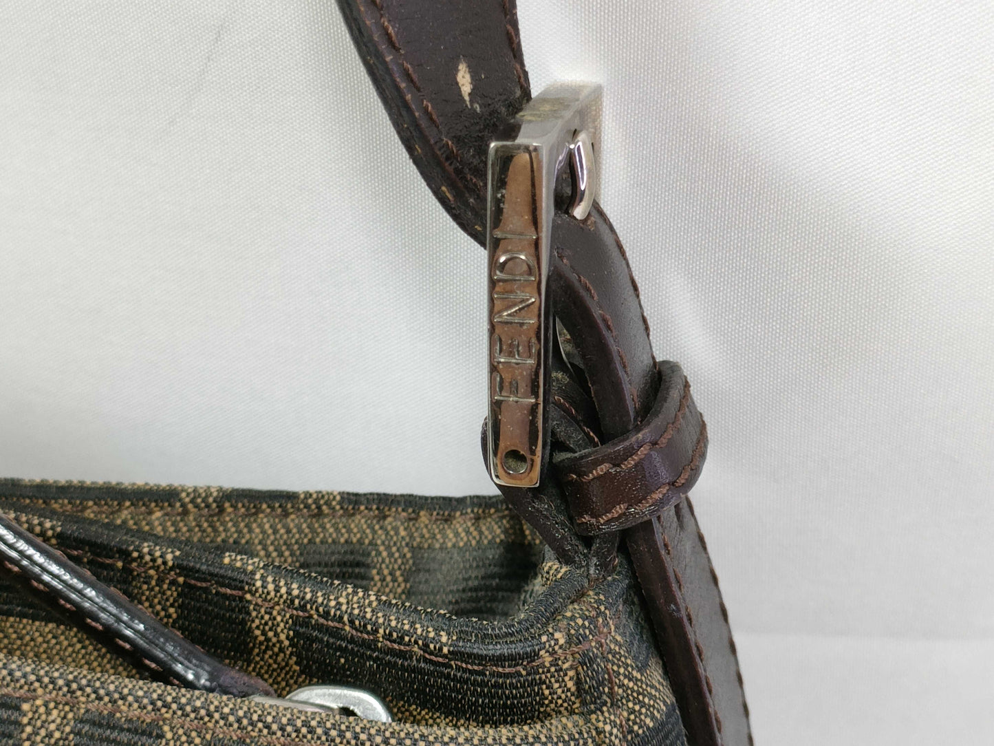 FENDI Zucca Canvas and Leather One-Shoulder Bag 2348 26722-009 Brown and Khaki Shoulder Bag
