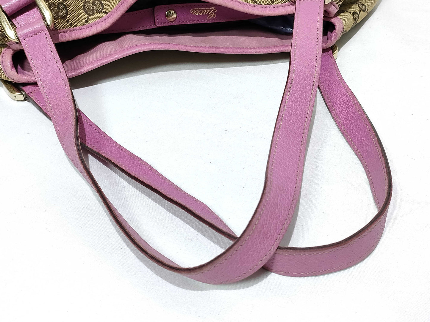 GUCCI GG Canvas Tote Bag 130736 002122 Brown x Pink