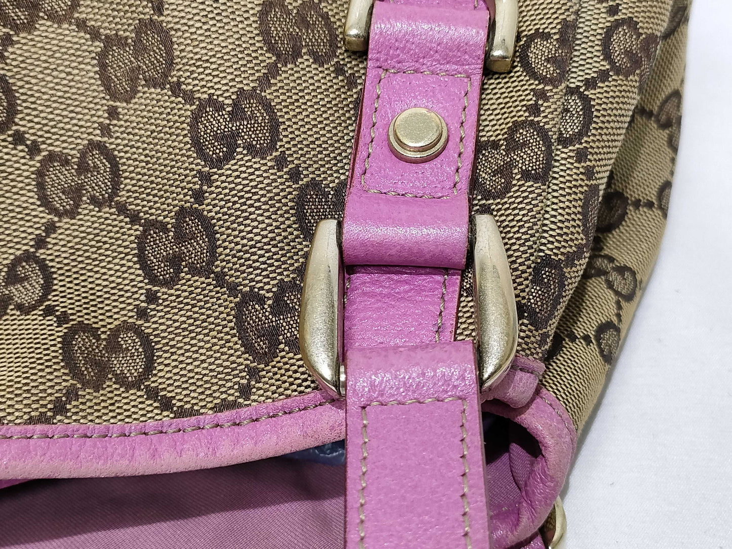 GUCCI GG Canvas Tote Bag 130736 002122 Brown x Pink