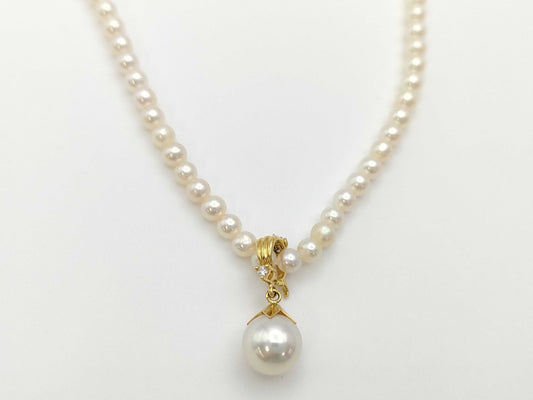 Pearl diameter: approximately 3.5-8.0mm, D0.01ct, 18K gold, 9.3g, necklace