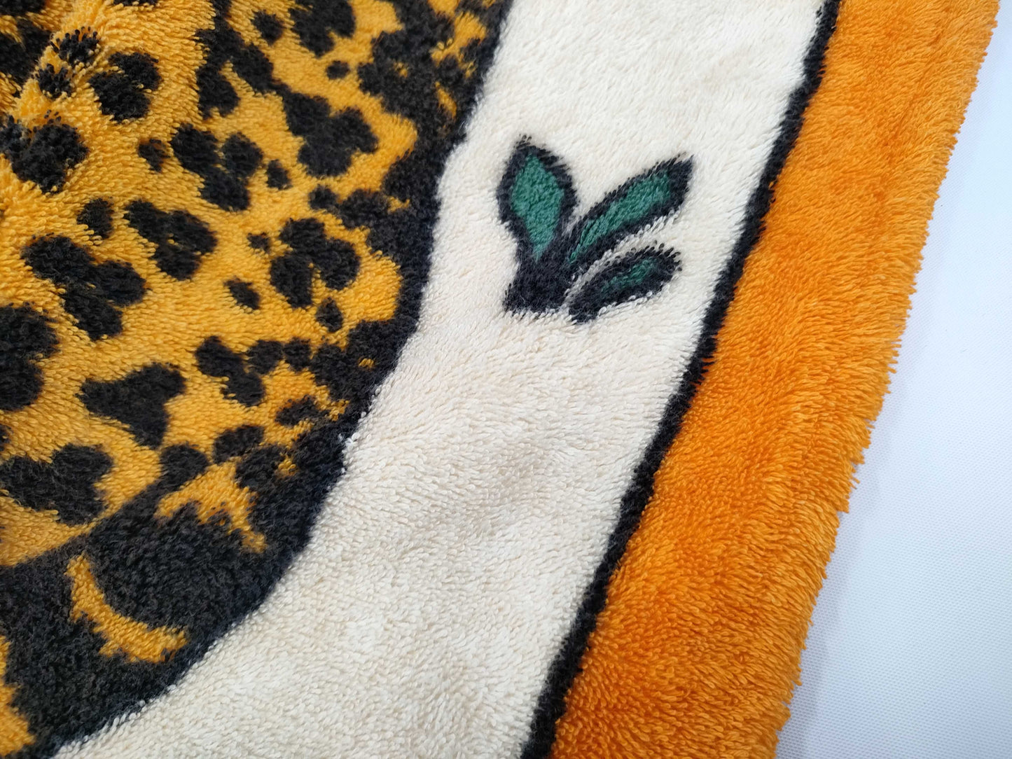 HERMES Les Leopards Large Beach Towel, Cotton, Orange x Ivory, Other Accessories