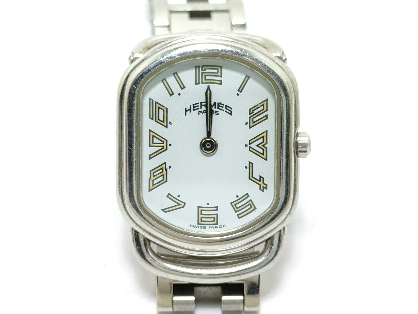 HERMES Rallye RA1.210 1172262 SS/QZ White Dial Non-Working/No Operational Guarantee Women's Watch