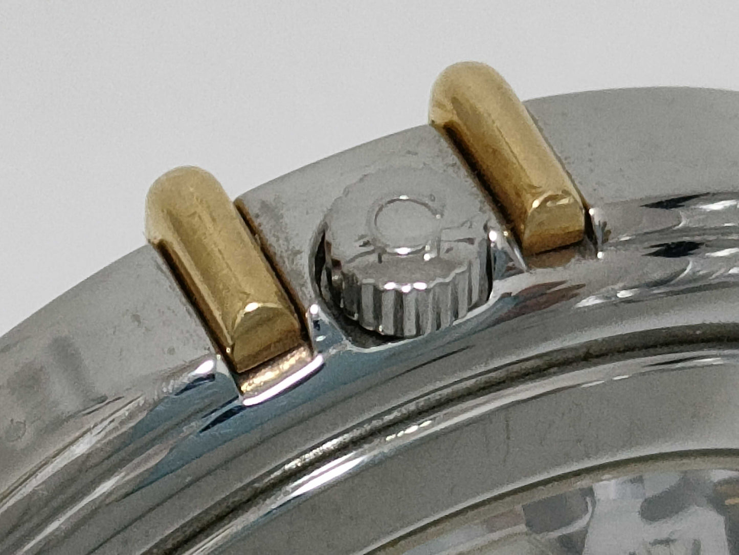 OMEGA 1111 49576917 Stainless Steel/Yellow Gold/Leather/AT White Dial Men's Watch