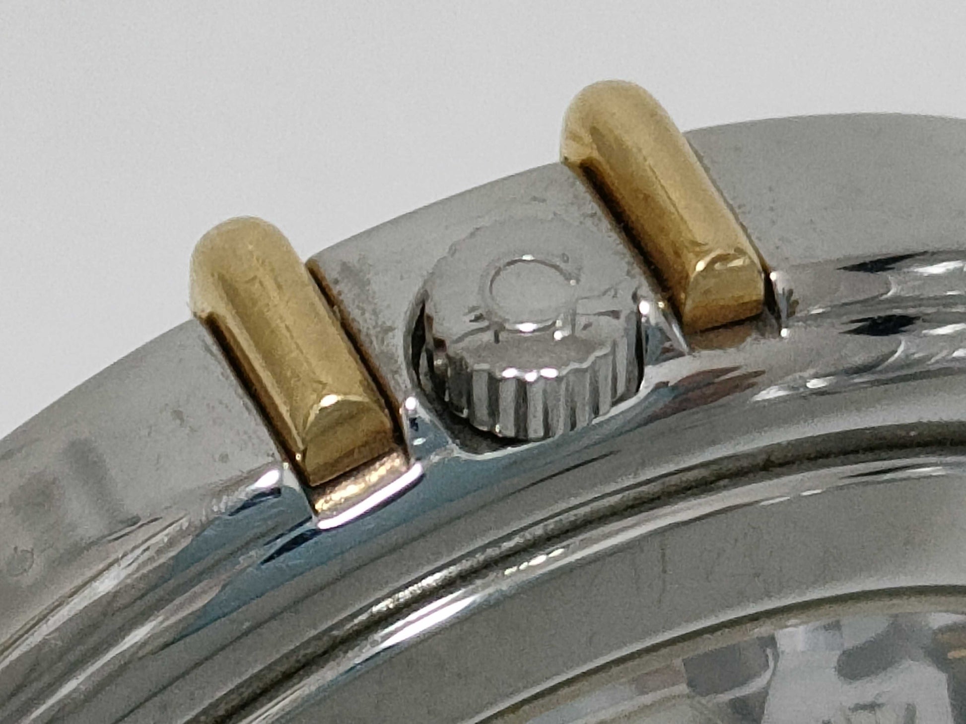 OMEGA 1111 49576917 Stainless Steel/Yellow Gold/Leather/AT White Dial Men's Watch