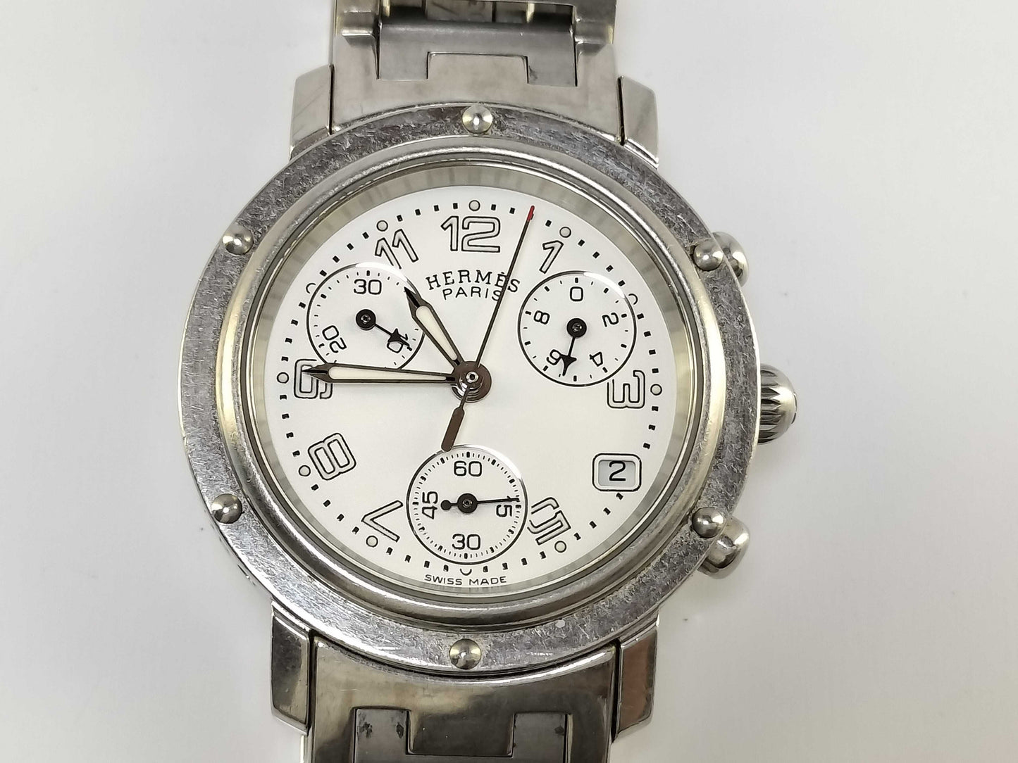 HERMES Clipper Chronograph CL1.310 2440093 Stainless Steel/Quick-Duty White Dial Women's Watch