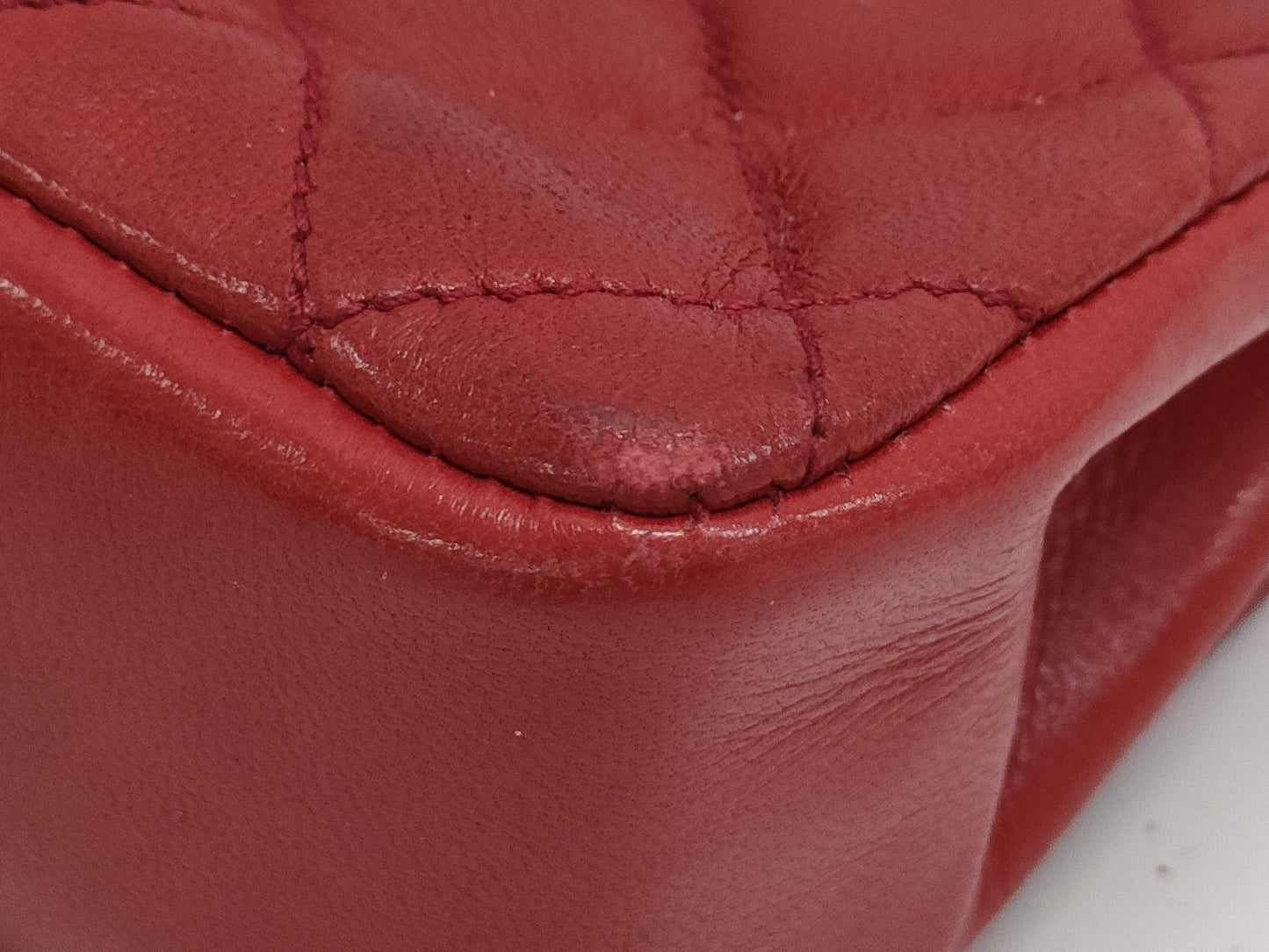 CHANEL Coco Mark Matelasse Lambskin Chain Shoulder Bag, Red, Serial Number Unknown