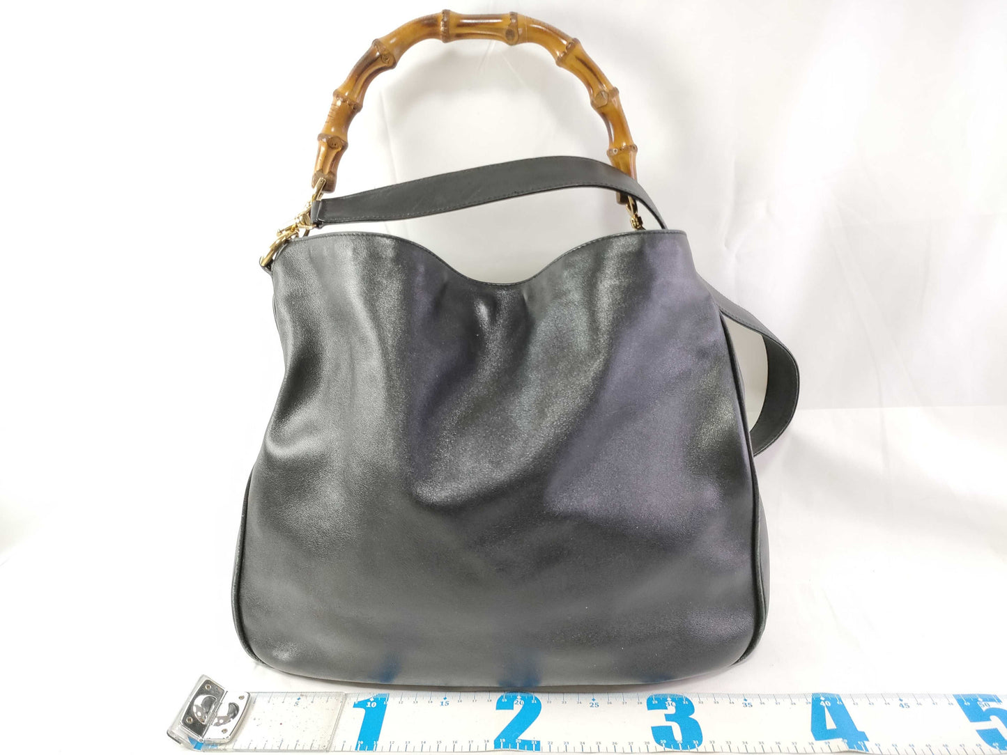 GUCCI Bamboo Leather 2-Way Handbag 001.1577.200047 Black Handbag