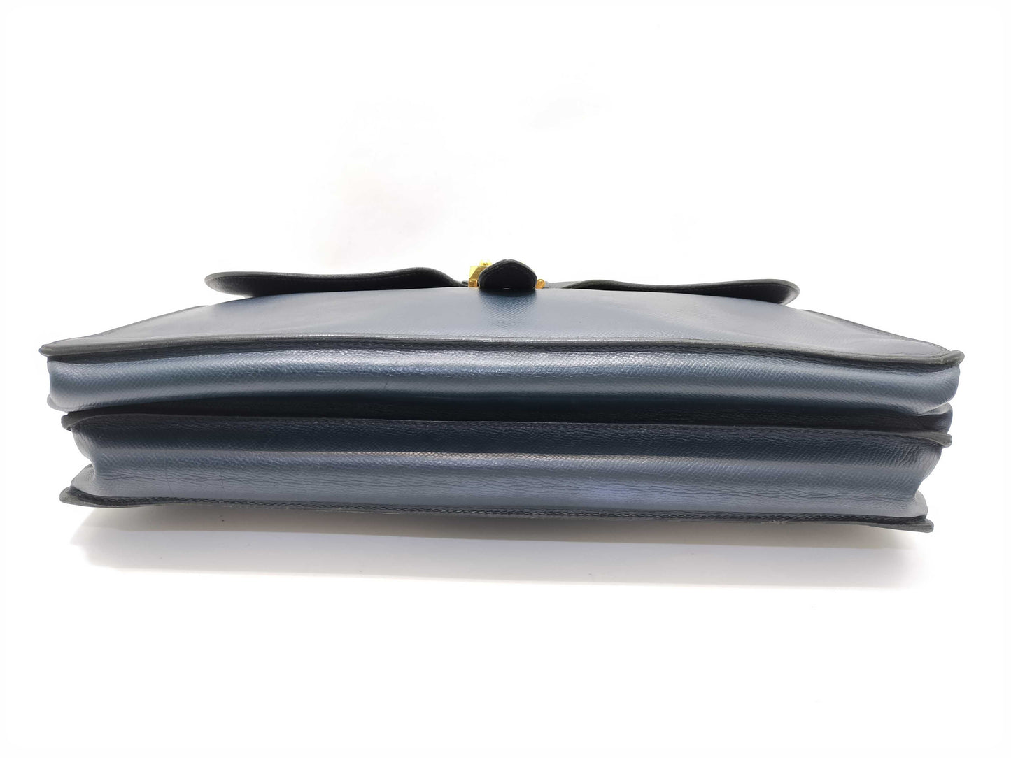 HERMES Sac A Depeche 38 Leather Briefcase, Navy Blue, C Stamped