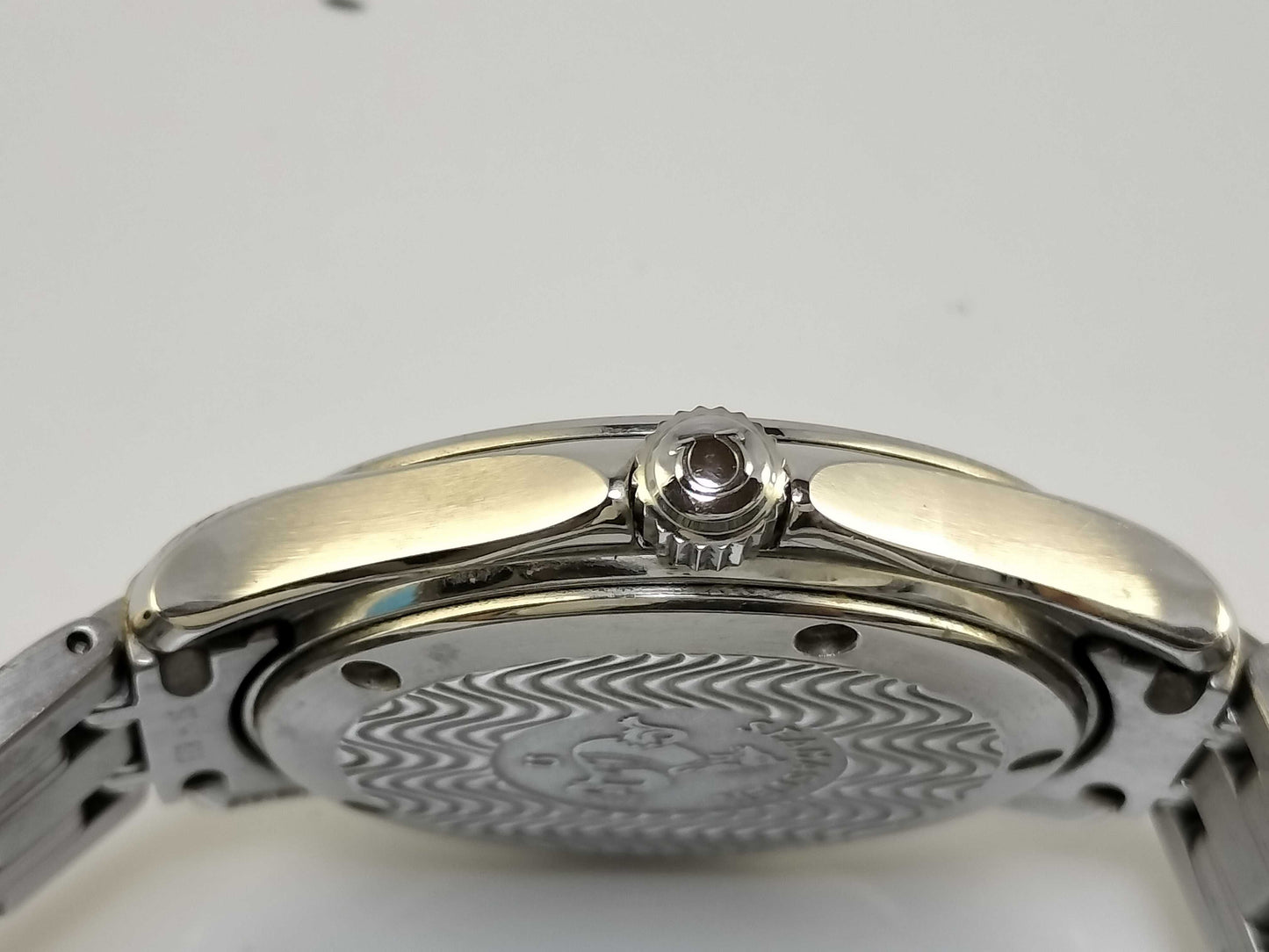 OMEGA SS/QZ Black Dial Men's Watch, Not Working/No Operational Guarantee