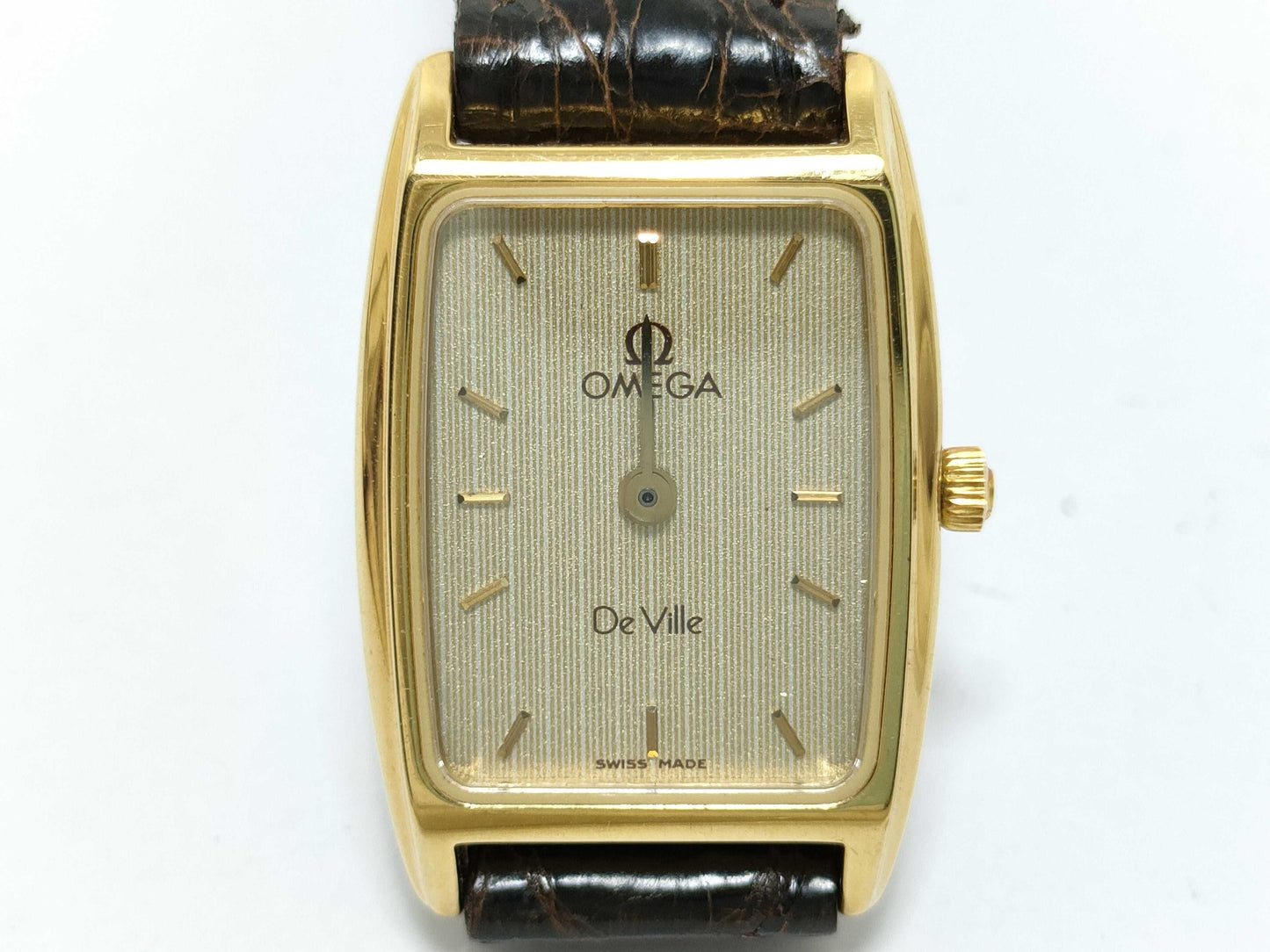 OMEGA De Ville Omega De Ville 1450 Stainless Steel/Leather/QZ Gold Dial Non-Working/No Operational Guarantee Women's Watch