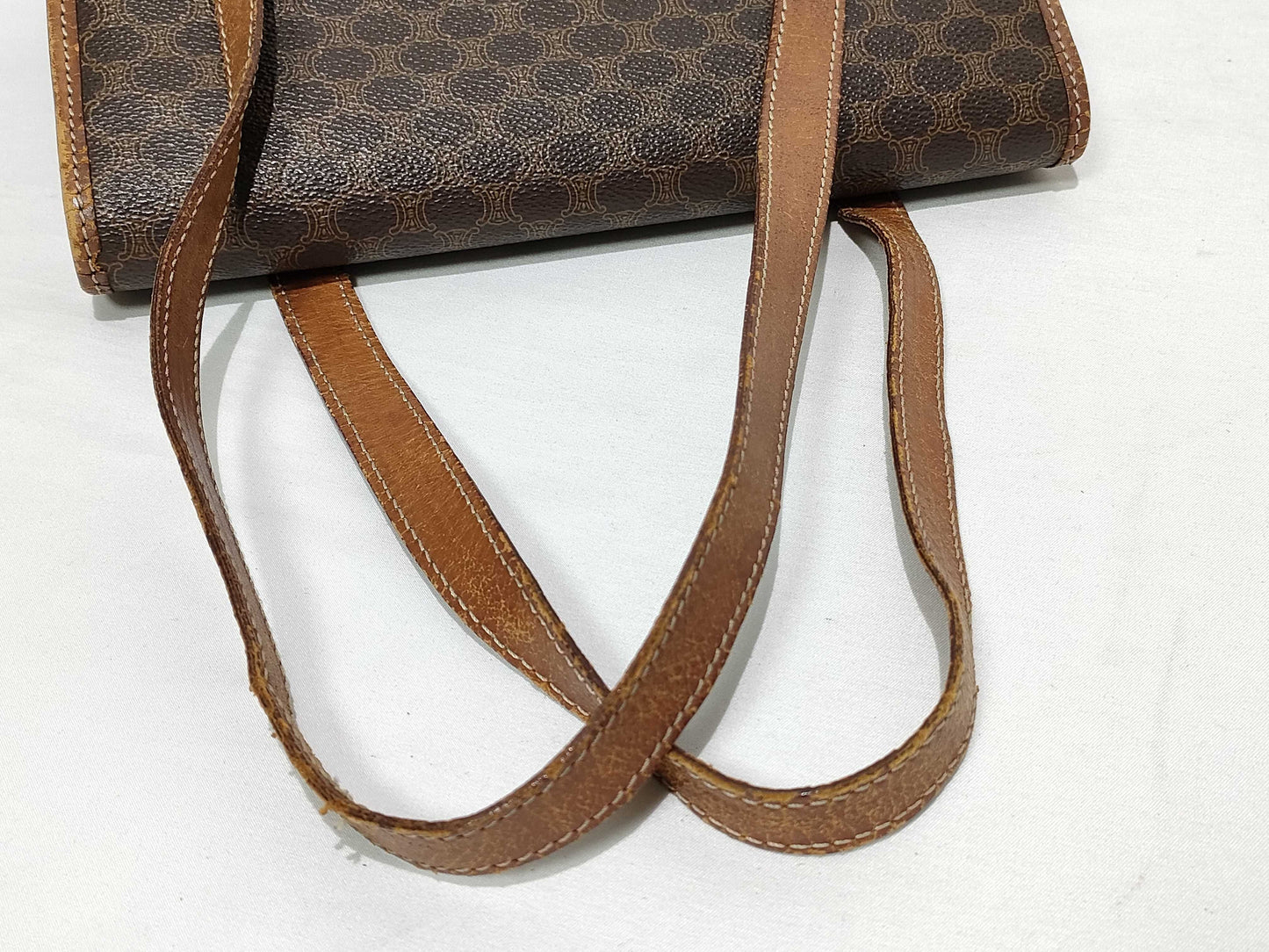 CELINE Macadam PVC and Leather Handbag M07 Brown