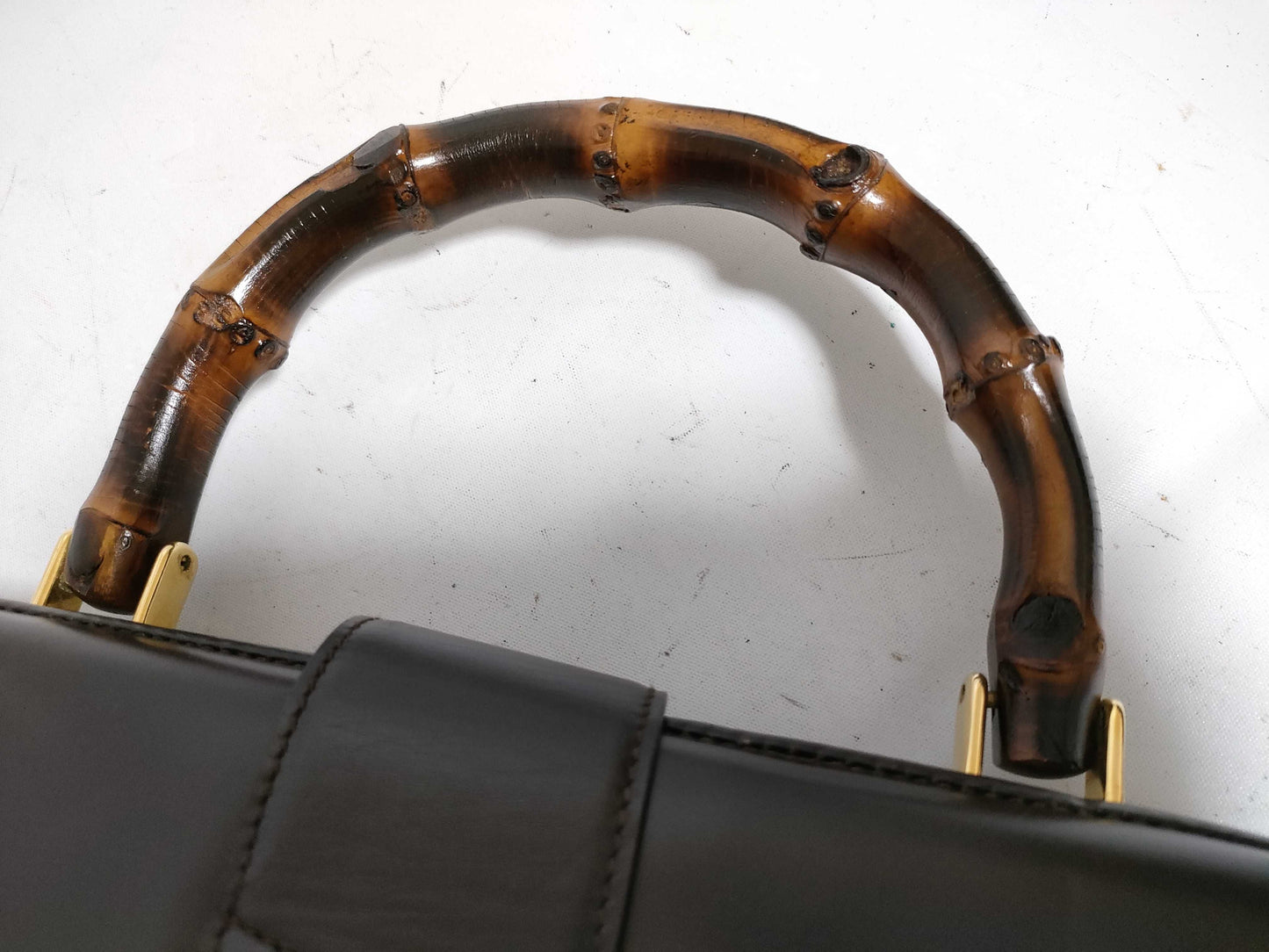 GUCCI Bamboo Leather Handbag 000・406・2370 Brown Handbag