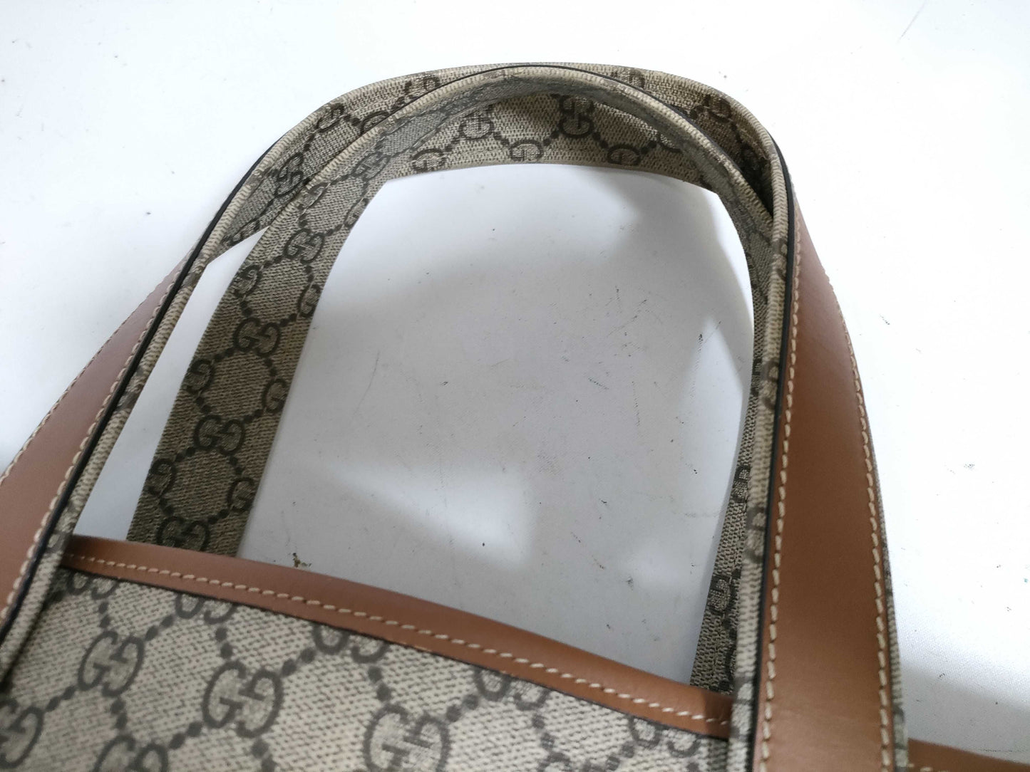 GUCCI GG Supreme Sherry Line Tote Bag 211134 493492 Mocha Tote Bag