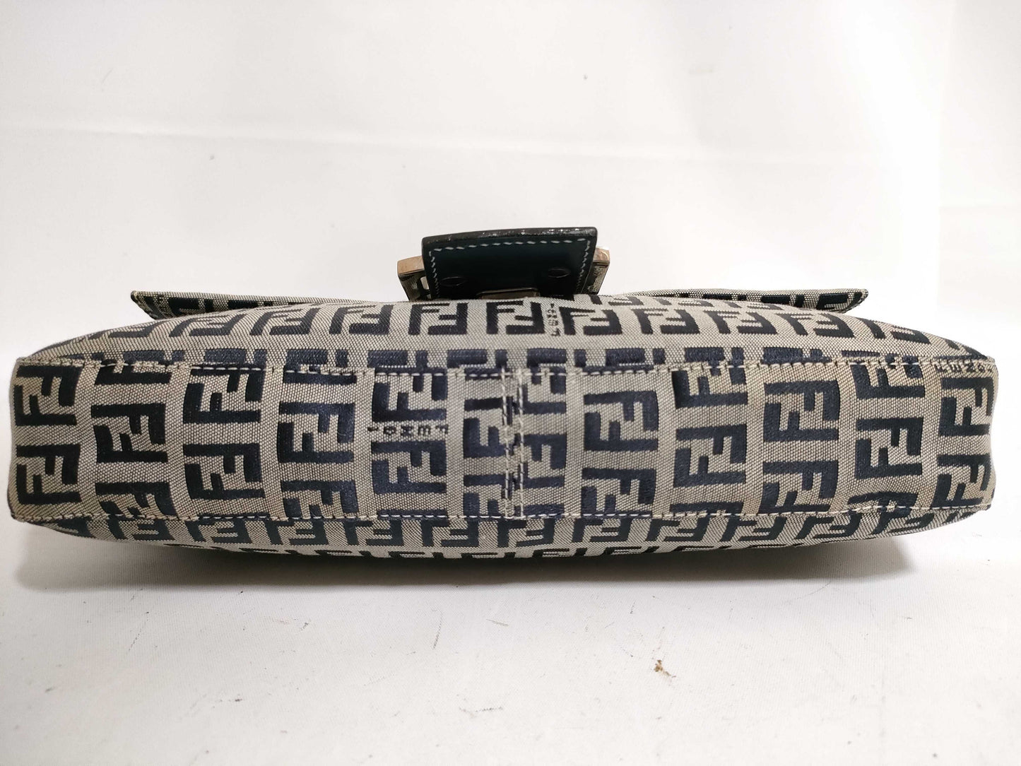 FENDI Zucchino Mamma Bucket Canvas and Leather Handbag, 2305.26424.018, Gray and Navy