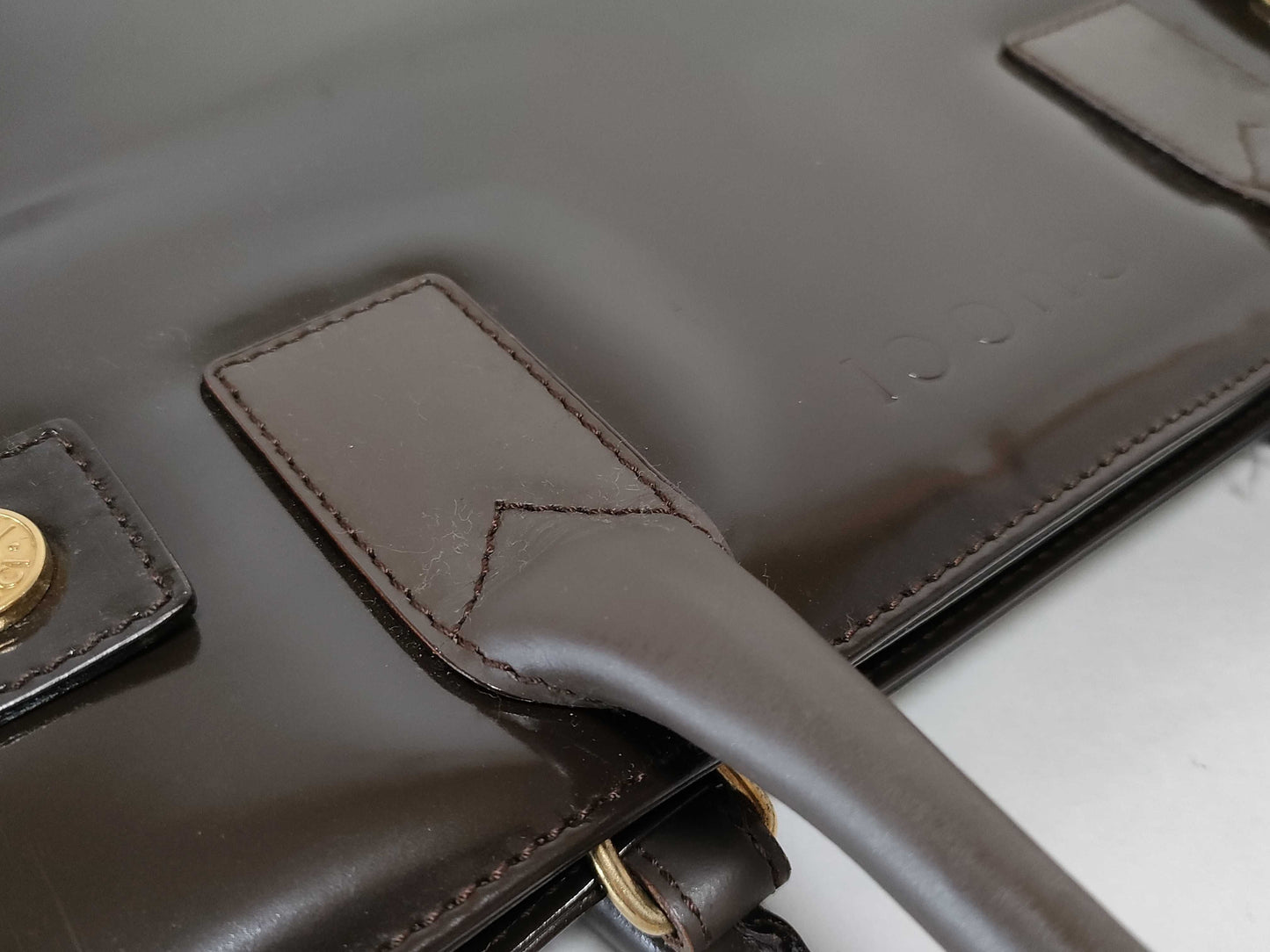 GUCCI Gucci Leather Handbag Brown Model Number Unclear Handbag
