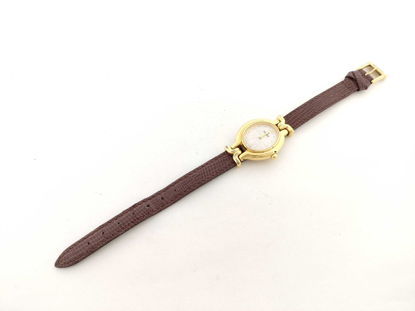 FENDI Model 640L Serial 030-032 GP/Leather/QZ Silver Dial Non-Working/No Operational Guarantee Women's Watch
