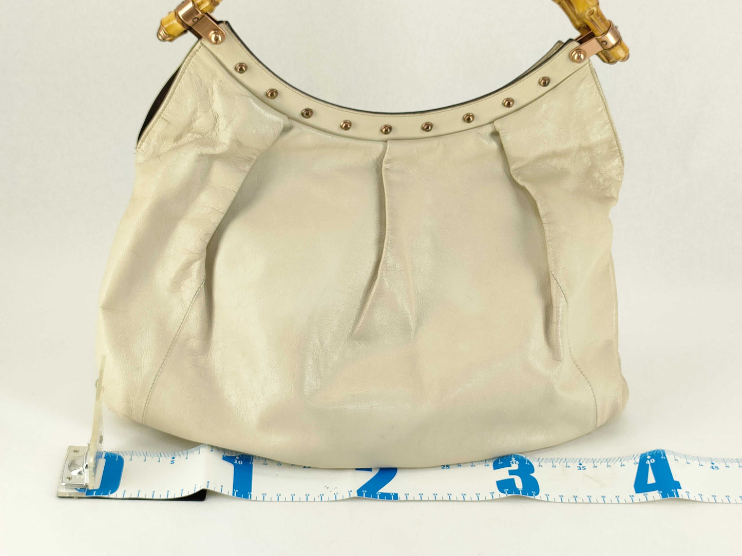 GUCCI Bamboo Gucci Bamboo Leather Handbag Beige Handbag