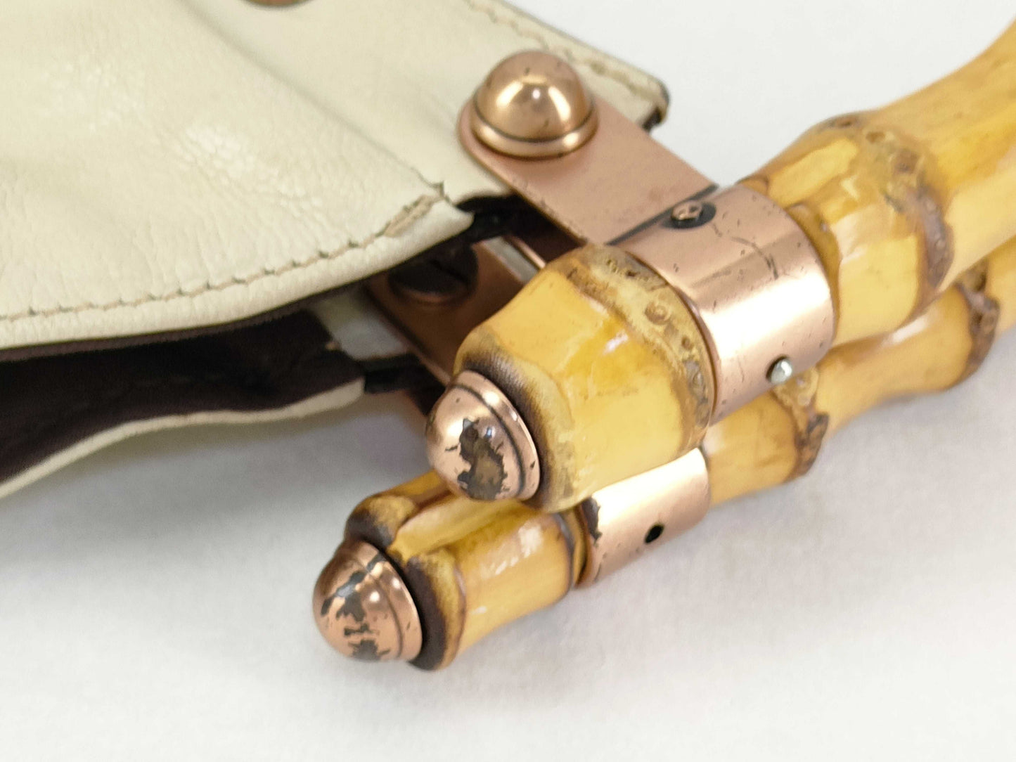 GUCCI Bamboo Gucci Bamboo Leather Handbag Beige Handbag
