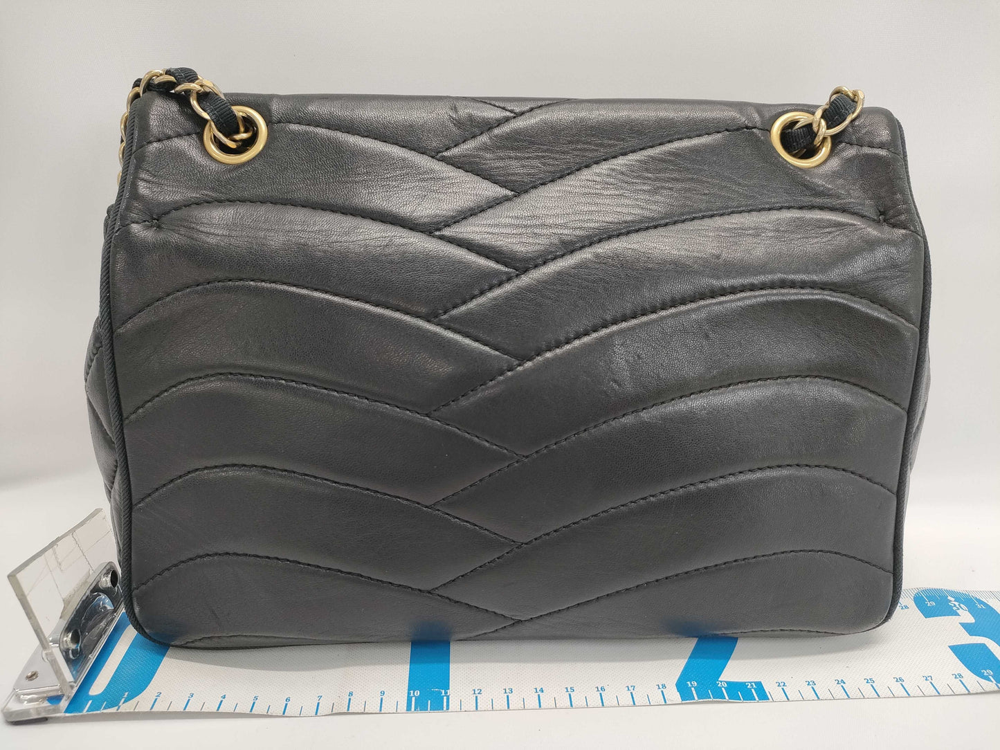 CHANEL Lambskin Wave Stitch Lambskin Shoulder Bag