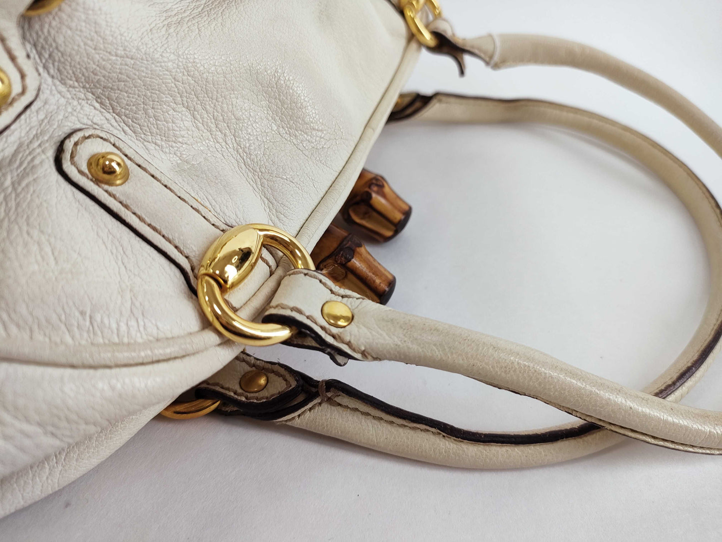 GUCCI Bamboo Horsebit Leather Handbag