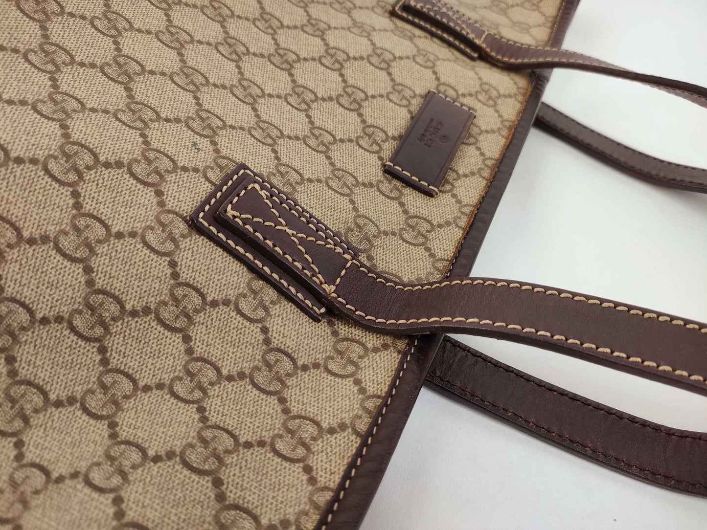 GUCCI GG Canvas Gucci PVC Tote Bag Brown Tote Bag