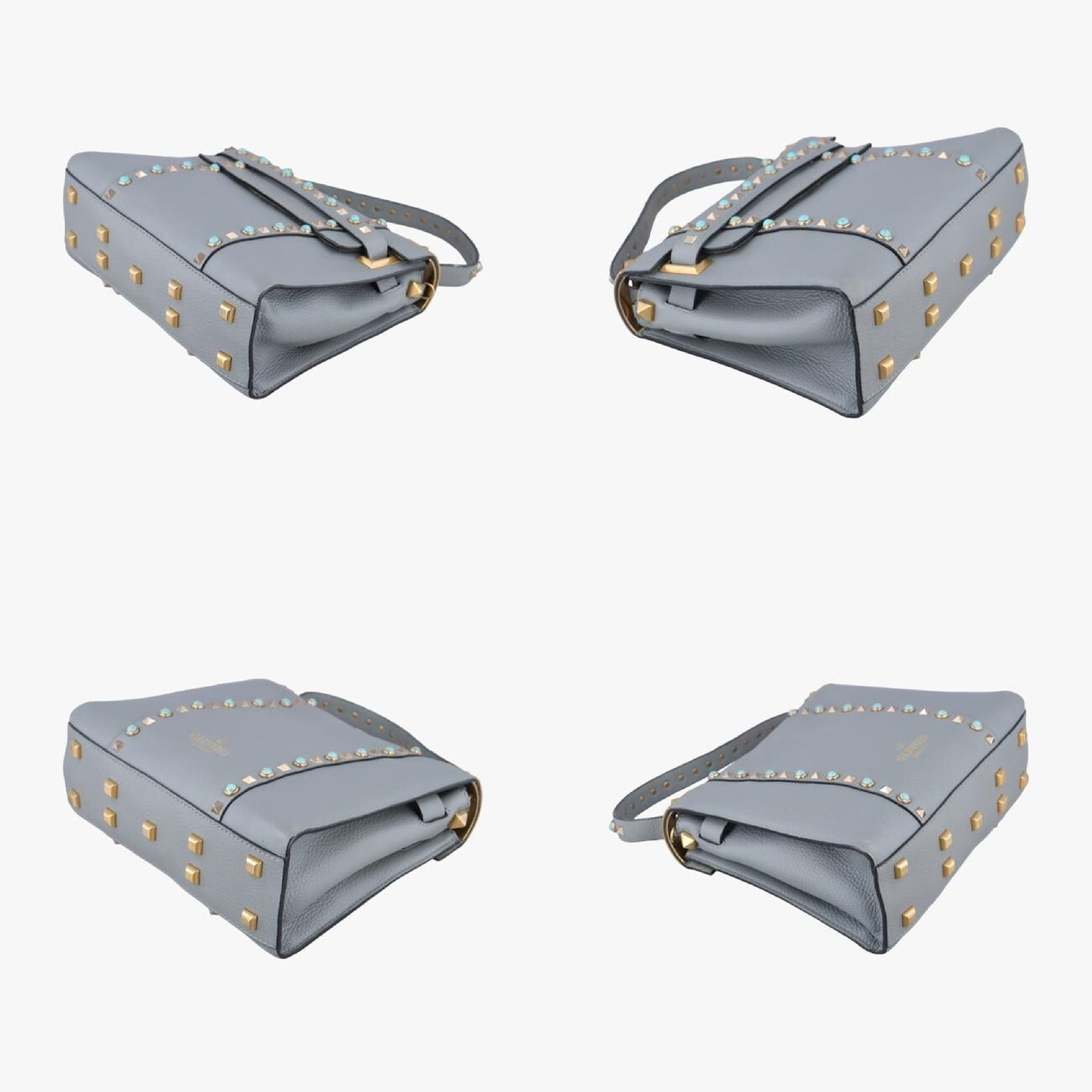 VALENTINO Rockstud Gray Leather Shoulder Bag BL-L997WQ22