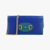 GUCCI Horsebit 1955 Blue Leather Shoulder Bag 621892